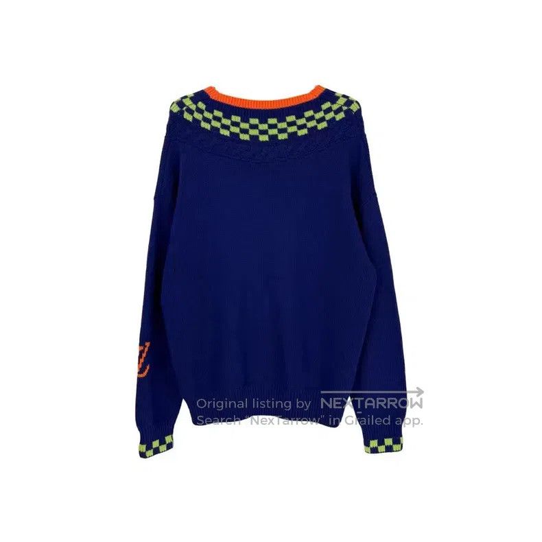 Louis Vuitton Louis Vuitton Electric Blue Checker Half Wool Sweater Size US S / EU 44-46 / 1 - 2 Thumbnail