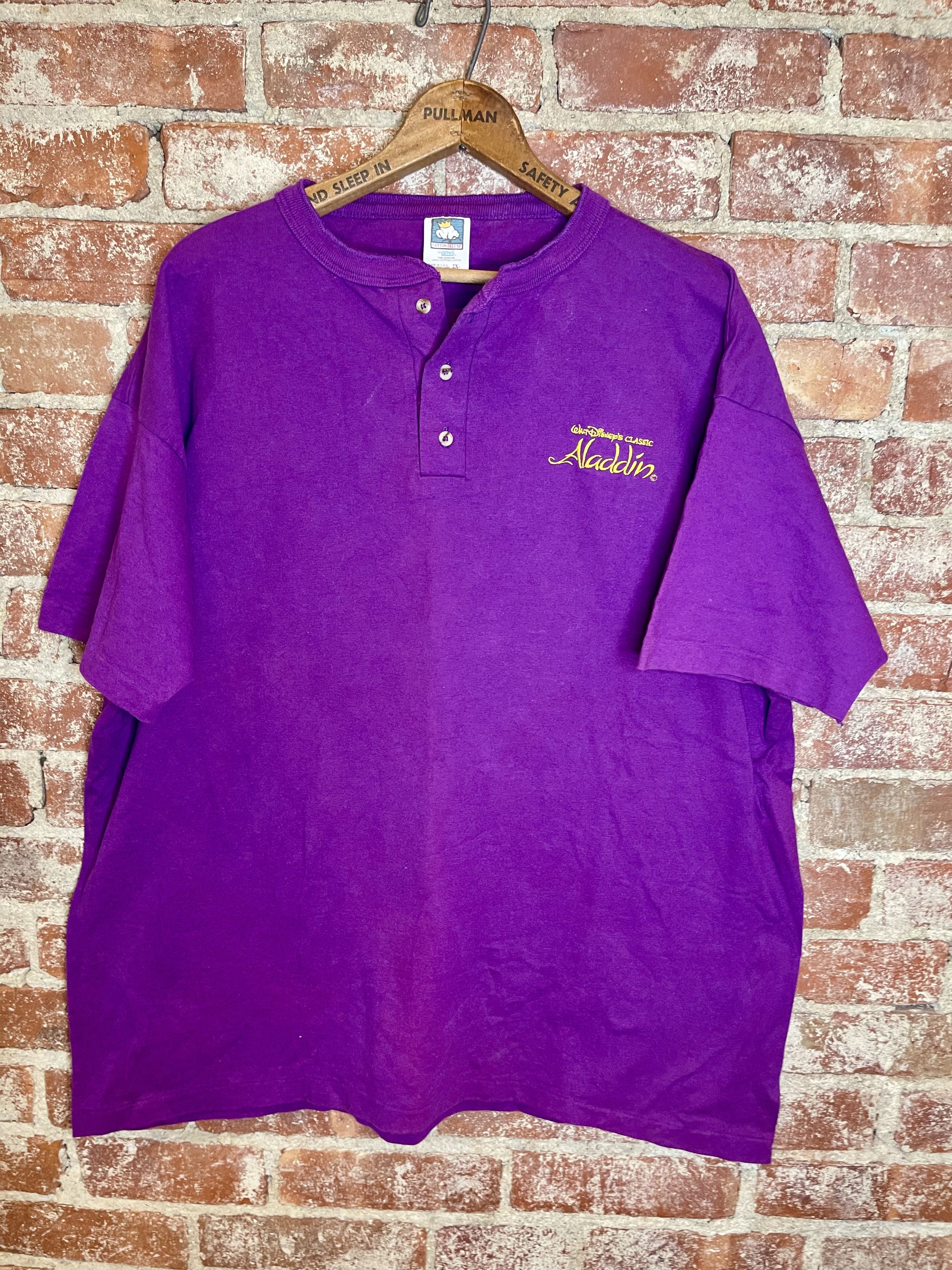 image of 1992 Disney Aladdin Vintage 90's Movie Promo T-Shirt in Purple, Men's (Size 2XL)