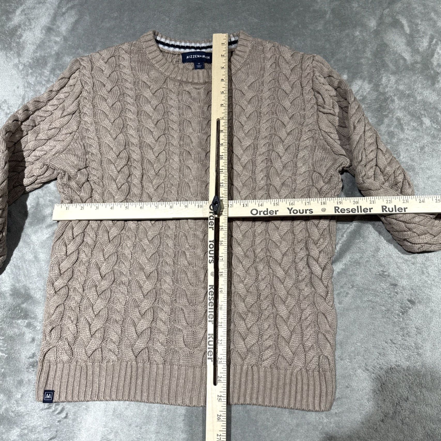 Mizzen+Main MIZZEN + MAIN Redford Cable Knit Crewneck Sweater Mens Size M Beige Size US M / EU 48-50 / 2 - 4 Thumbnail
