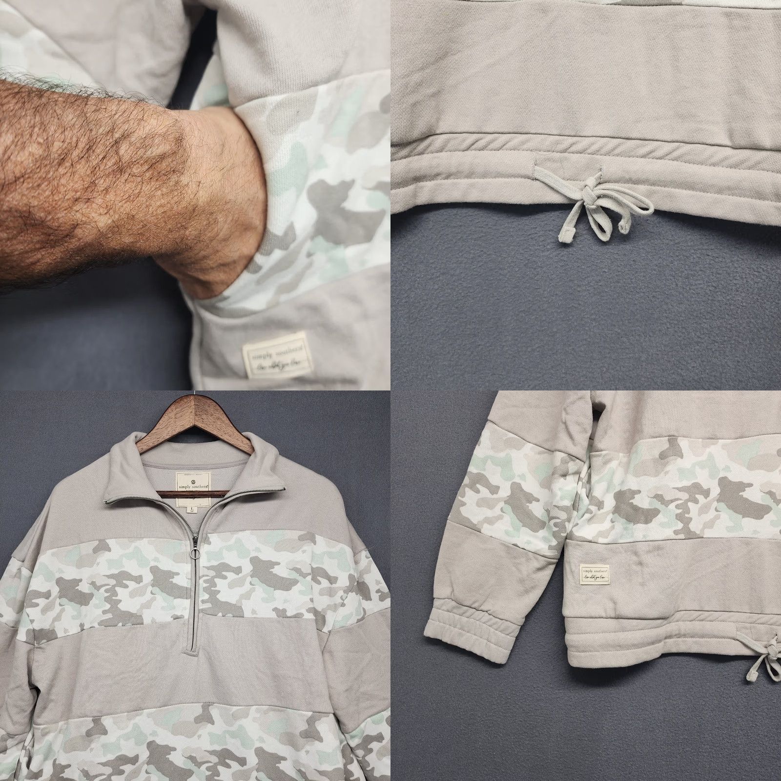 Vintage VINTAGE Simply Southern Pullover Sweatshirt Camouflage Gray L Women 1/4 Quarter Zip Pockets Casual Size L / US 10 / IT 46 - 8 Thumbnail