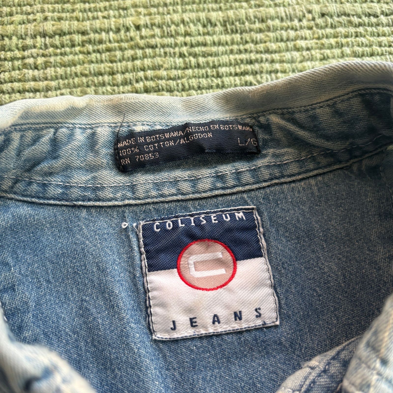 Vintage Vintage 1990s Coliseum Jeans Faded Blue Striped Cotton Shirt Size US XL / EU 56 / 4 - 3 Thumbnail