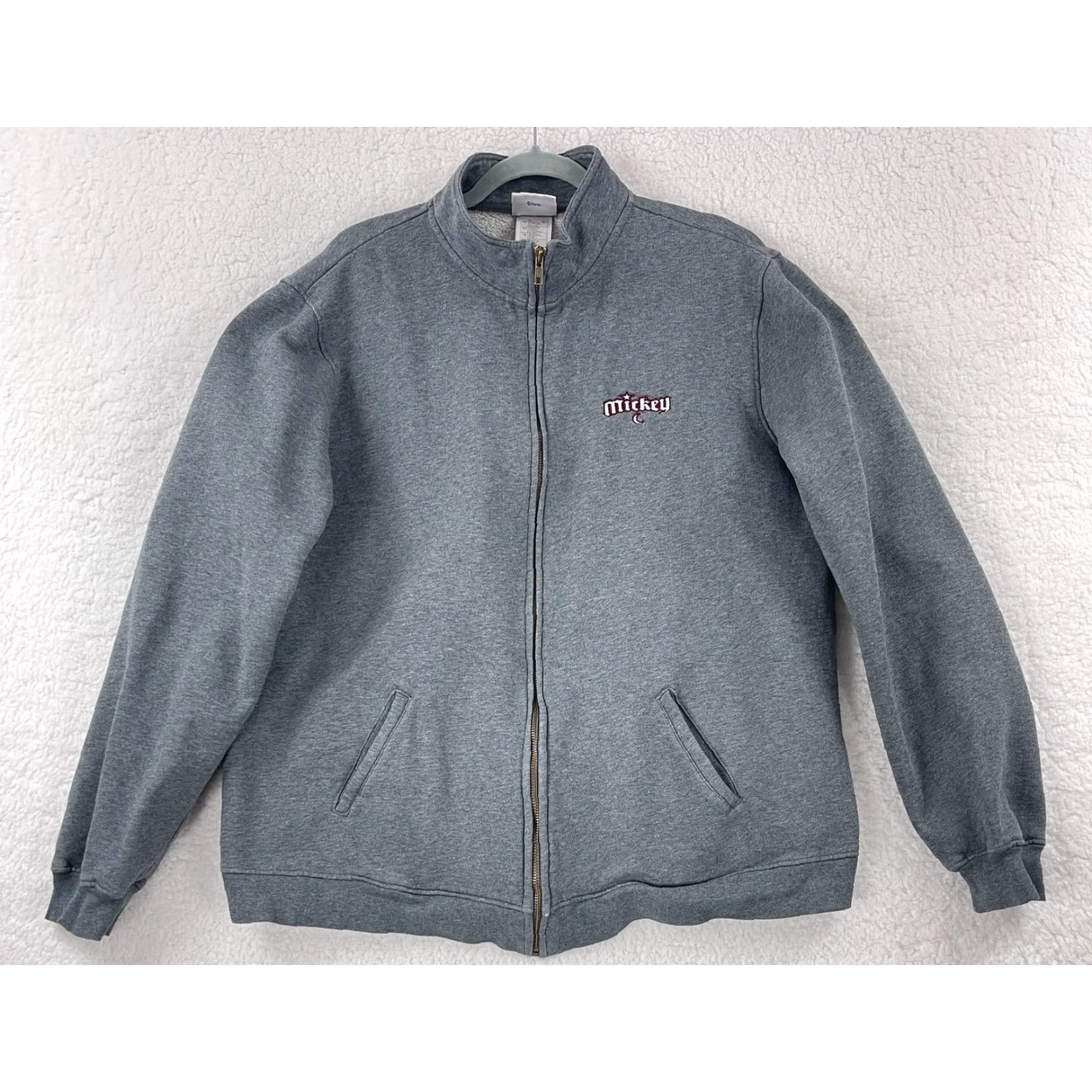 Disney Disneyland Mickey Mouse Full Zip Mens Gray Sweater XL Long Sleeve Knit Pattern Solid 90s Cartoon Classic Size US XL / EU 56 / 4 - 2 Thumbnail