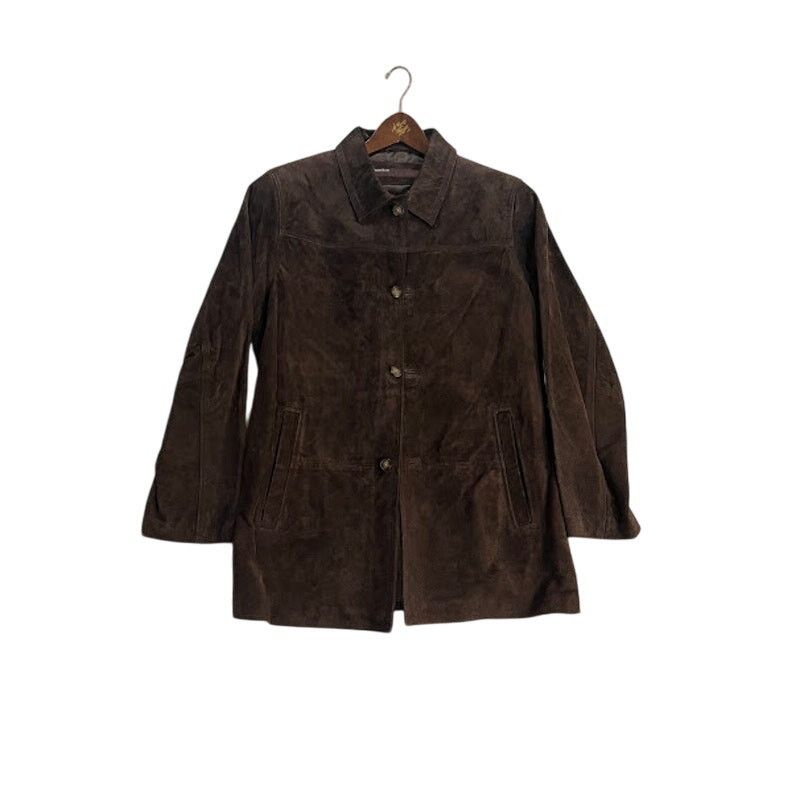Perry Ellis VTG Perry Ellis Jacket Mens Brown Suede Button Closure M Size US M / EU 48-50 / 2 - 1 Thumbnail