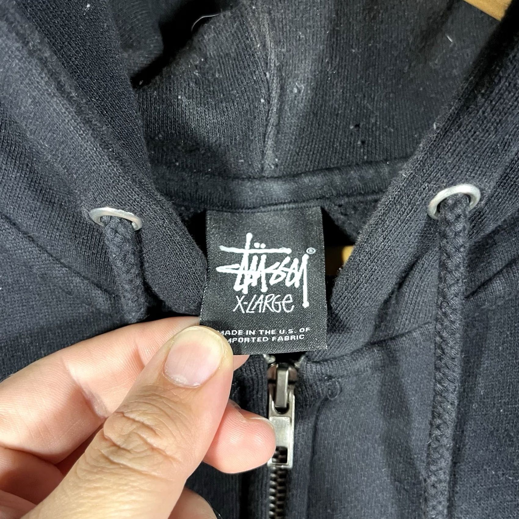 Spell Stussy Hoodie Mens XL Black Zip Embroidered Spell Out Graphic Vtg Size US XL / EU 56 / 4 - 5 Thumbnail