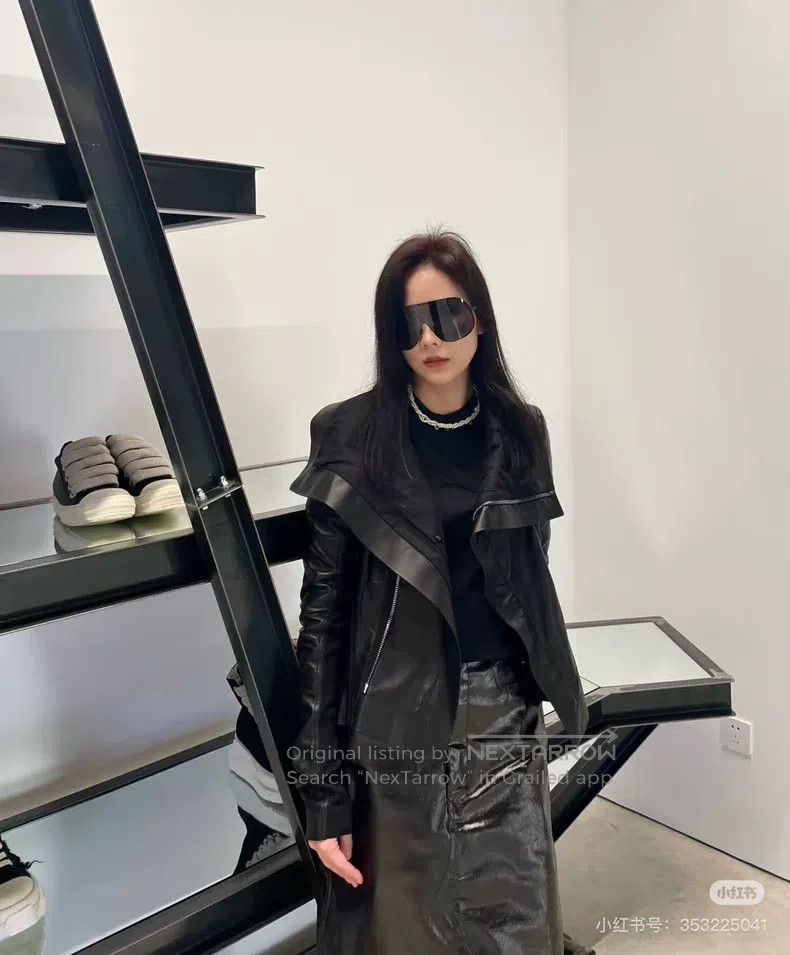 Rick Owens Rick Owens Black irregular lapel motorcycle leather jacket Size XS / US 0-2 / IT 36-38 - 7 Thumbnail