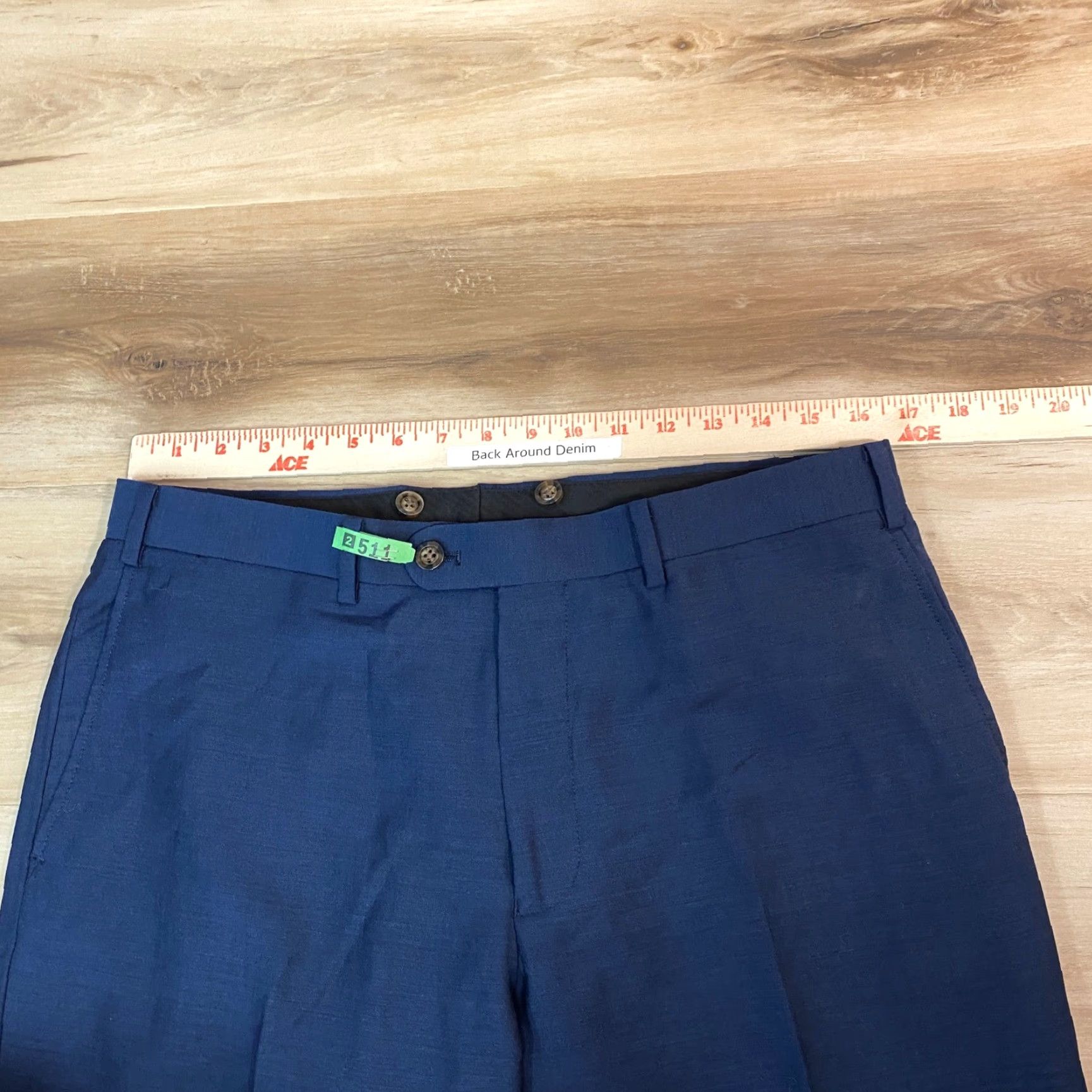 Vintage Indochino Dress Pants Men 34x33 Newbury Navy Blue Wool Trousers Slim Flat Front Business Formal Wedding Size US 34 / EU 50 - 4 Thumbnail