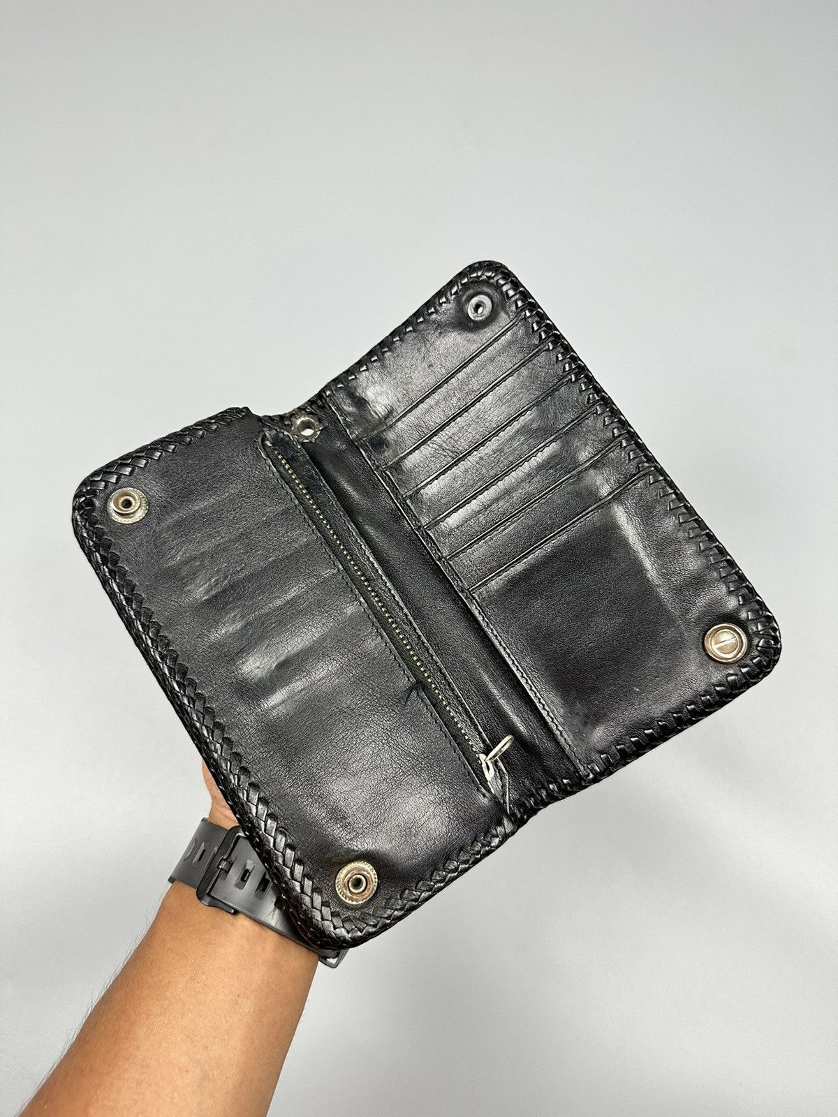 Genuine Leather 🔥Sick🔥Chrome Hearts Inspired Handmade Leather Long Wallet Size ONE SIZE - 4 Thumbnail