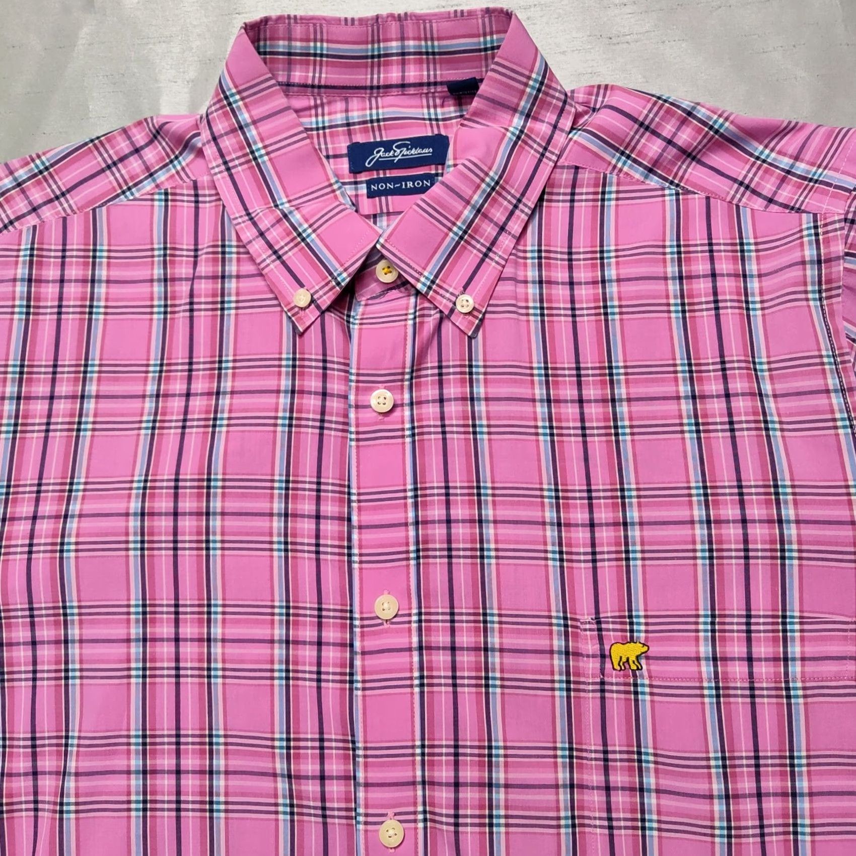 Pinko JACK NICKLAUS NON-IRON Men Large Pink Plaid L/S Button-Up Shirt EUC Size US L / EU 52-54 / 3 - 3 Thumbnail