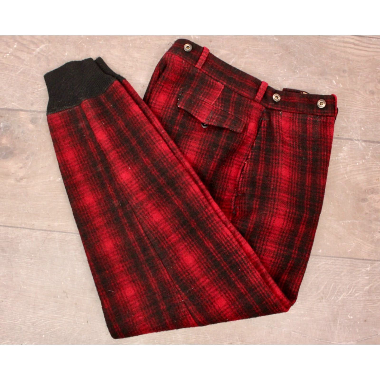 Vintage VINTAGE Woolrich Pants Mens 1950s Wool 36x32 Gray Red Black 50s Hunting Slim Fit Size 36 Mens Size US 36 / EU 52 - 2 Thumbnail