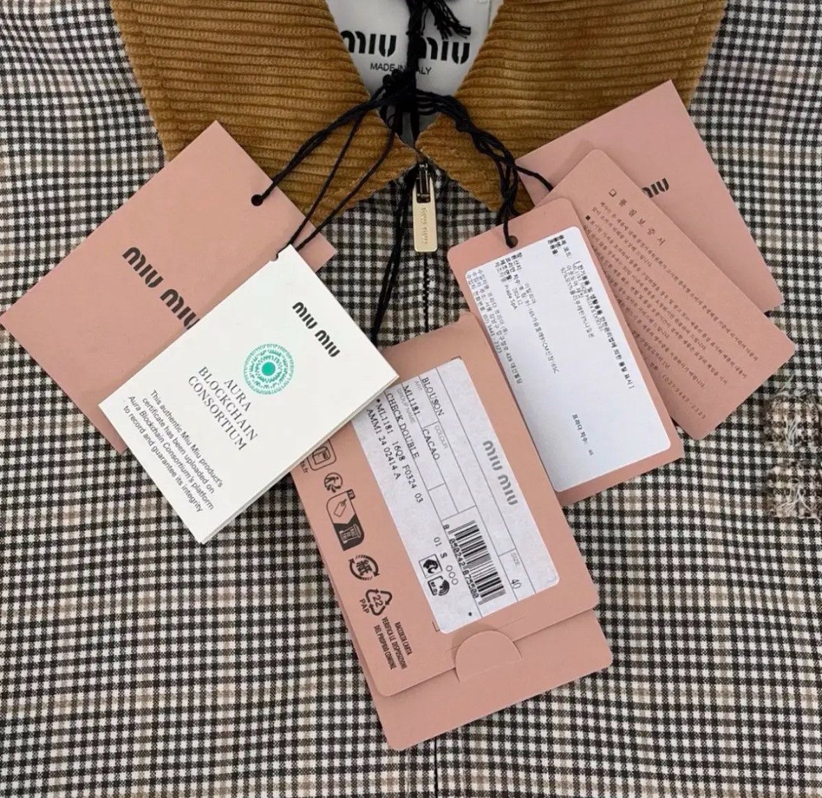 Miu Miu MiuMiu Checked Double-Weave Oversized Jacket Size US XXS / EU 40 - 10 Thumbnail