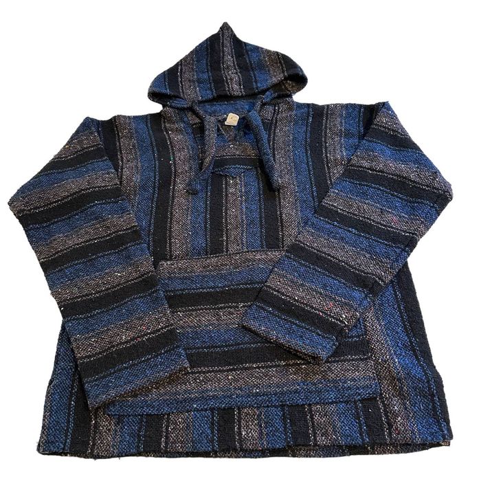 Streetwear Orizaba Original Baja Blanket Hoodie Blue Black Mens