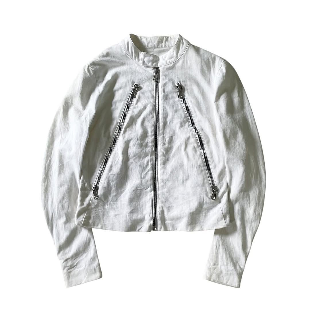 Maison Margiela FINAL DROP‼️Maison Margiela 5 Zip White Cotton Biker Jacket Size US S / EU 44-46 / 1 - 1 Thumbnail