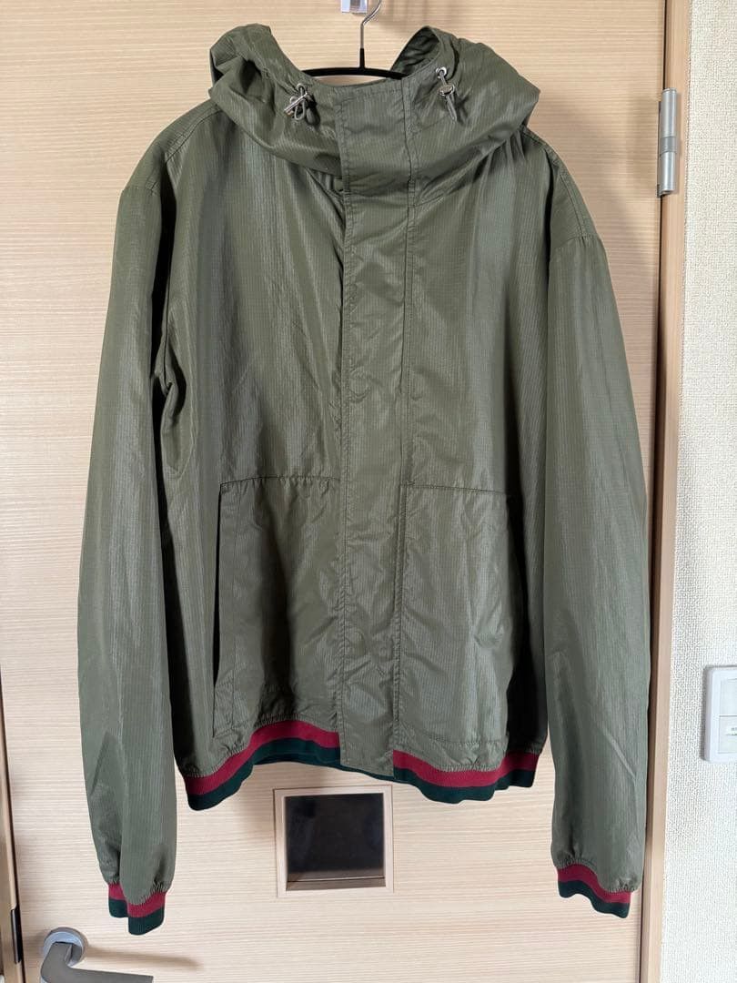 Gucci GUCCI Nylon Hooded Jacket Olive Green XL Size US XL / EU 56 / 4 - 1 Thumbnail