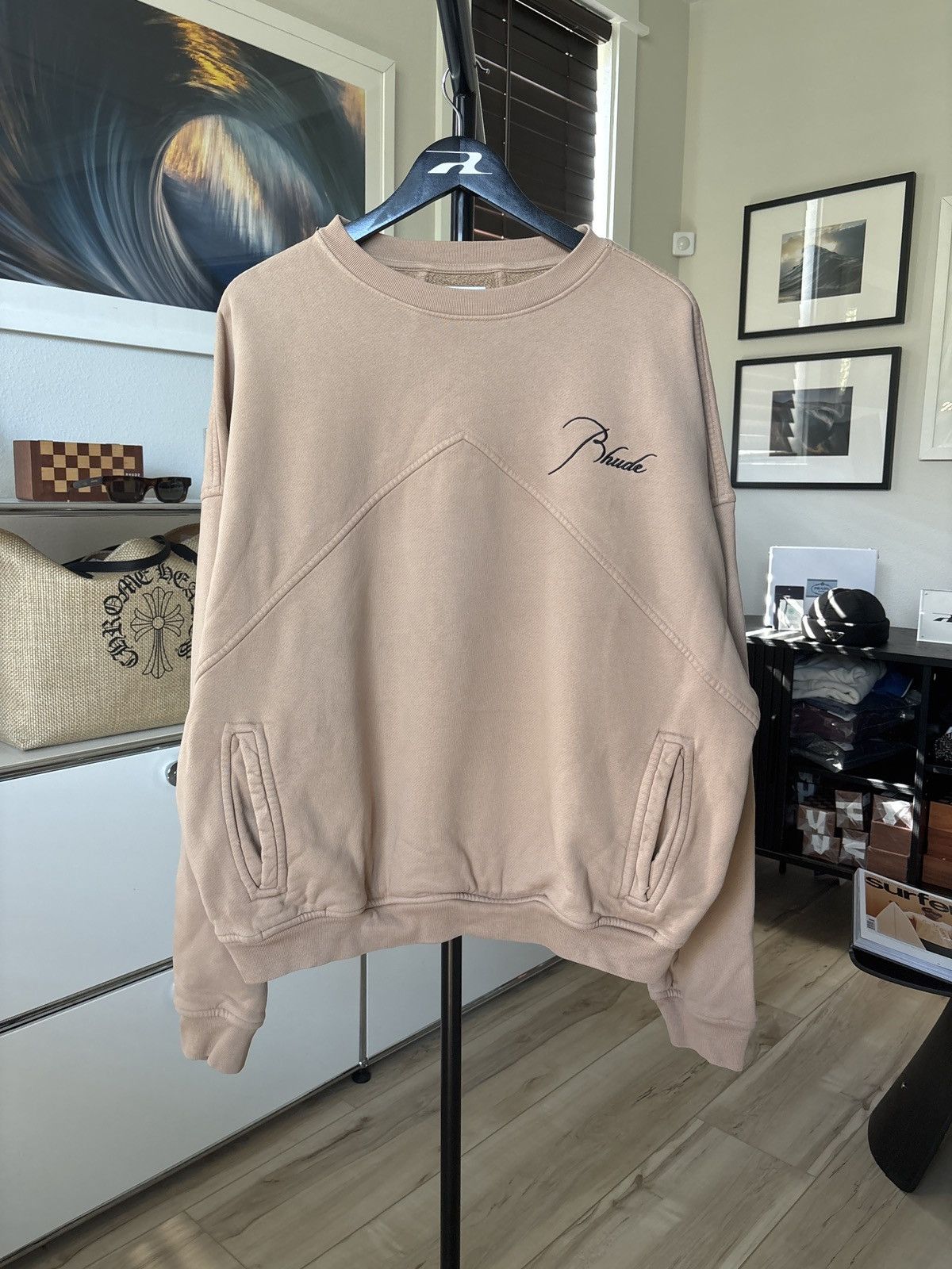 Rhude RHUDE THICK SCRIPT LOGO CREWNECK Size US S / EU 44-46 / 1 - 2 Thumbnail