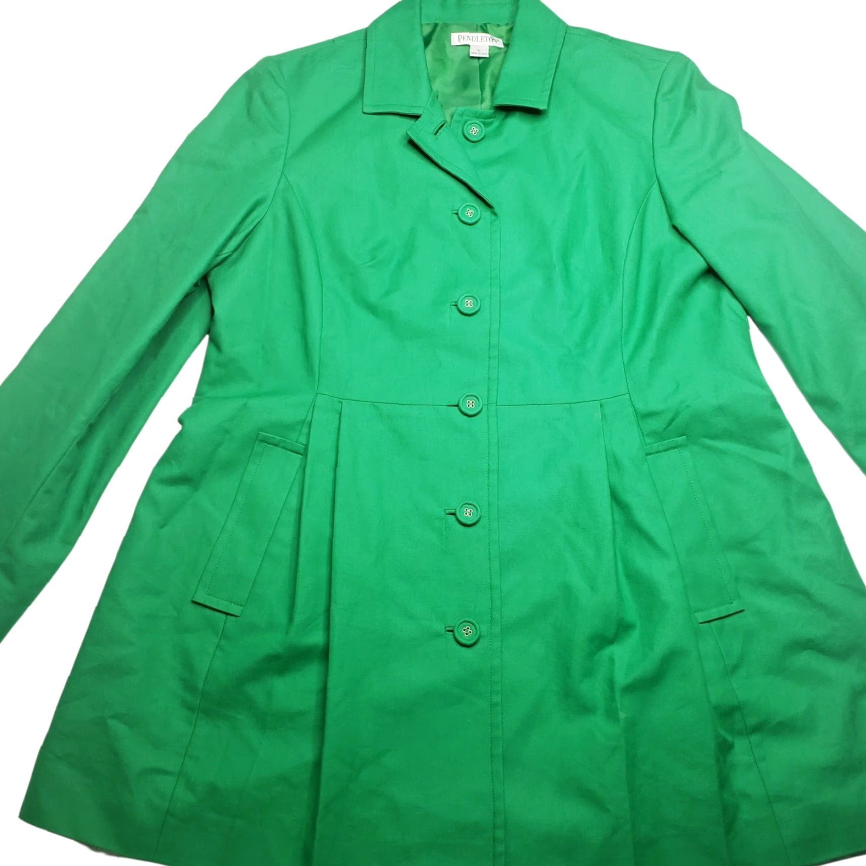 Pendleton Womens Pendleton Bright Green Size Large Dress Jacket Coat With Pockets Size L / US 10 / IT 46 - 2 Thumbnail