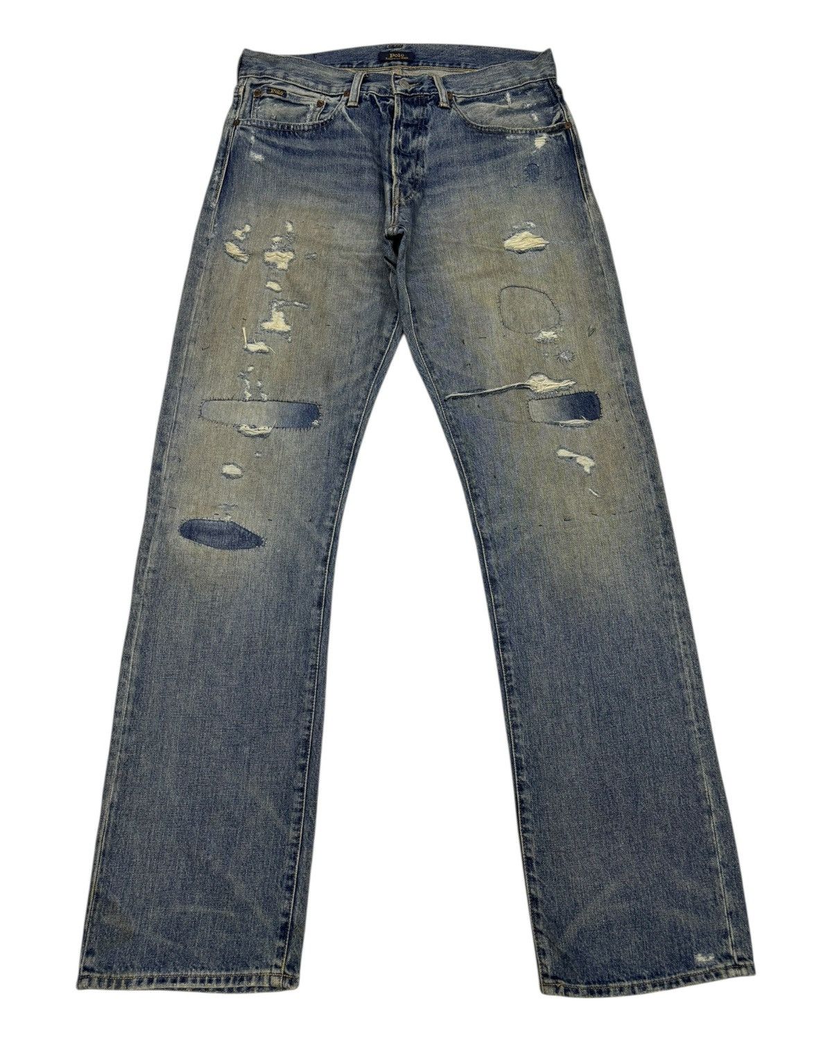 Kapital 🔥POLO RALPH LAUREN BORO MUD WASH DISTRESSED DENIM JEANS Size US 34 / EU 50 - 1 Thumbnail
