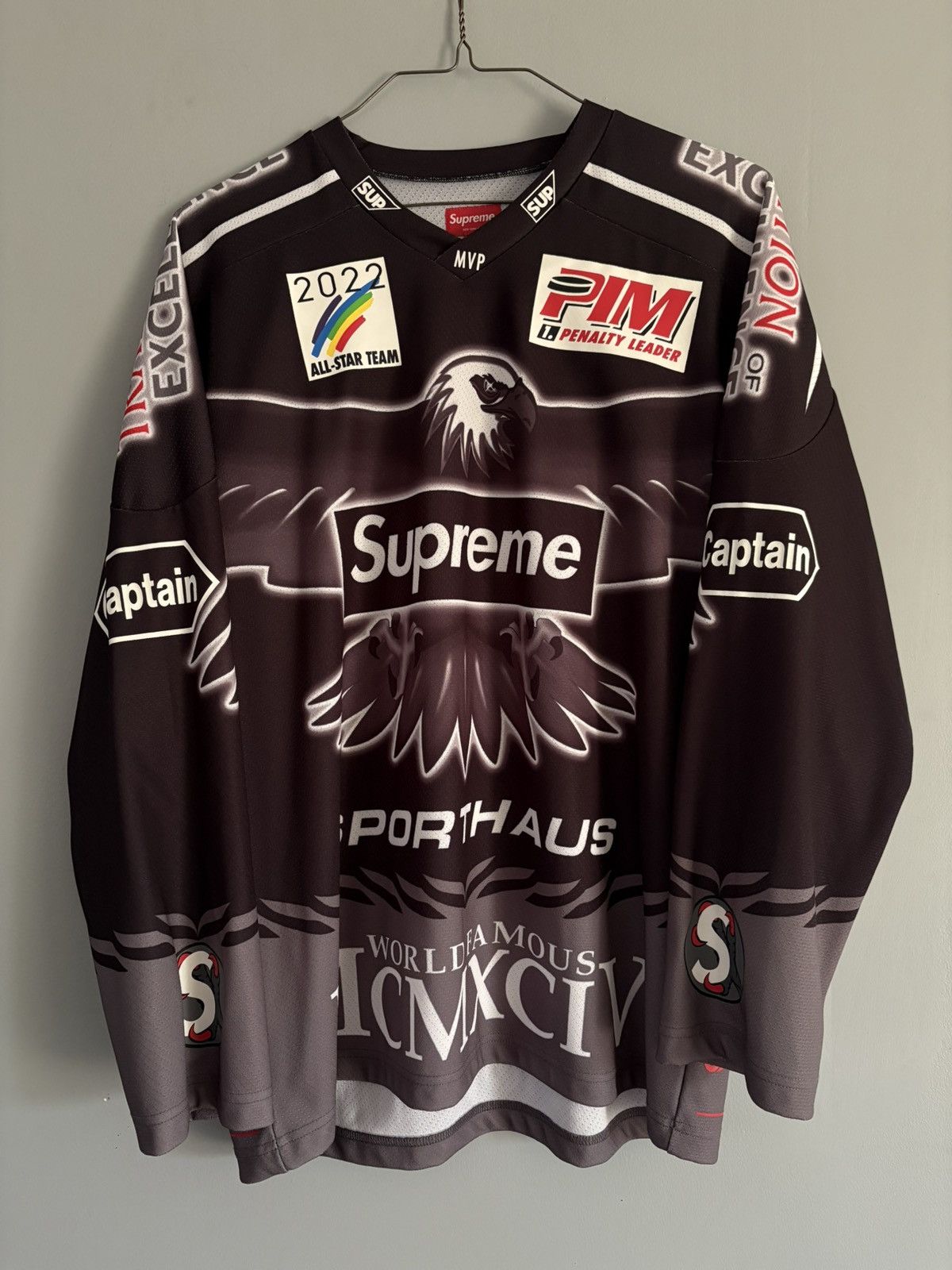 Supreme Eagle Moto Hockey Jersey SS22 Black