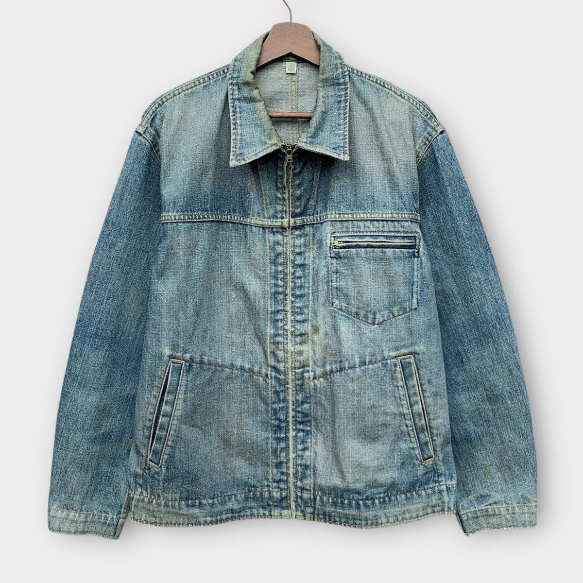 Uniqlo VINTAGE DISTRESSED UNIQLO DETROIT DENIM WORK JACKET Size US L / EU 52-54 / 3 - 1 Thumbnail