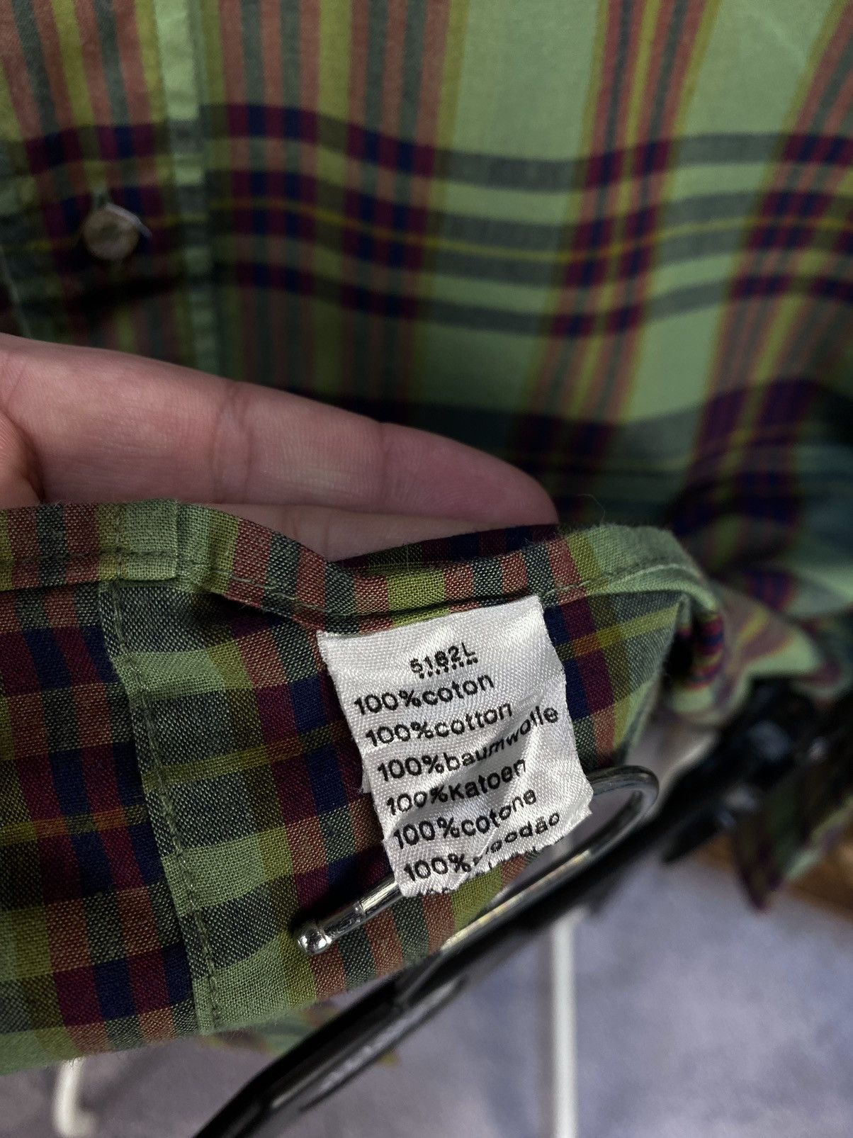 Lacoste × Vintage Vintage Men's Lacoste Chemise Plaid Green Long Sleeve Shirt Size US XL / EU 56 / 4 - 13 Thumbnail