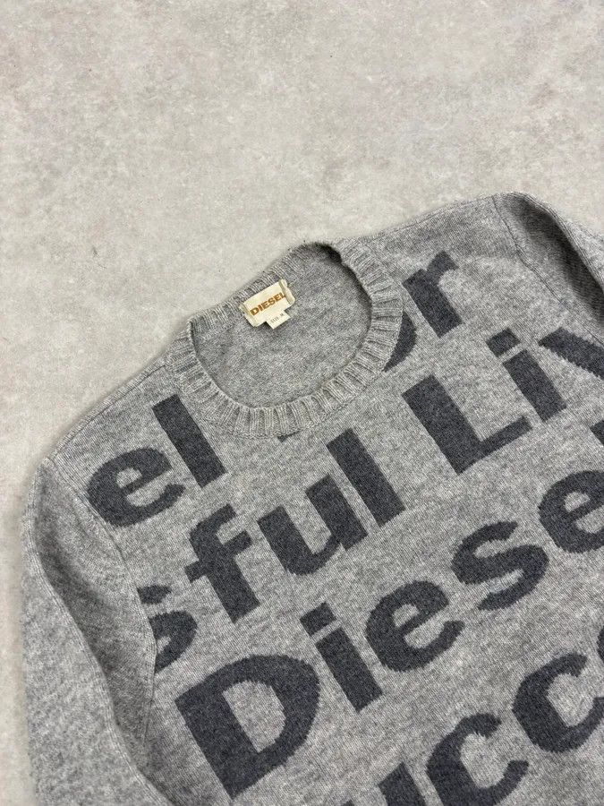 Diesel Diesel Grey Success Script Wool Sweater Size US S / EU 44-46 / 1 - 5 Thumbnail
