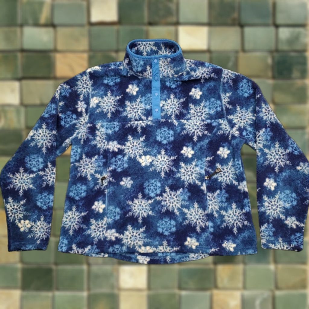 Vintage VTG LL Bean Pullover Fleece Womens Large Blue Snap Nature Outdoors Gorp Embroidered Logo Fair Isle 90s Accessories Jacket Mens Womens Size L / US 10 / IT 46 - 1 Thumbnail