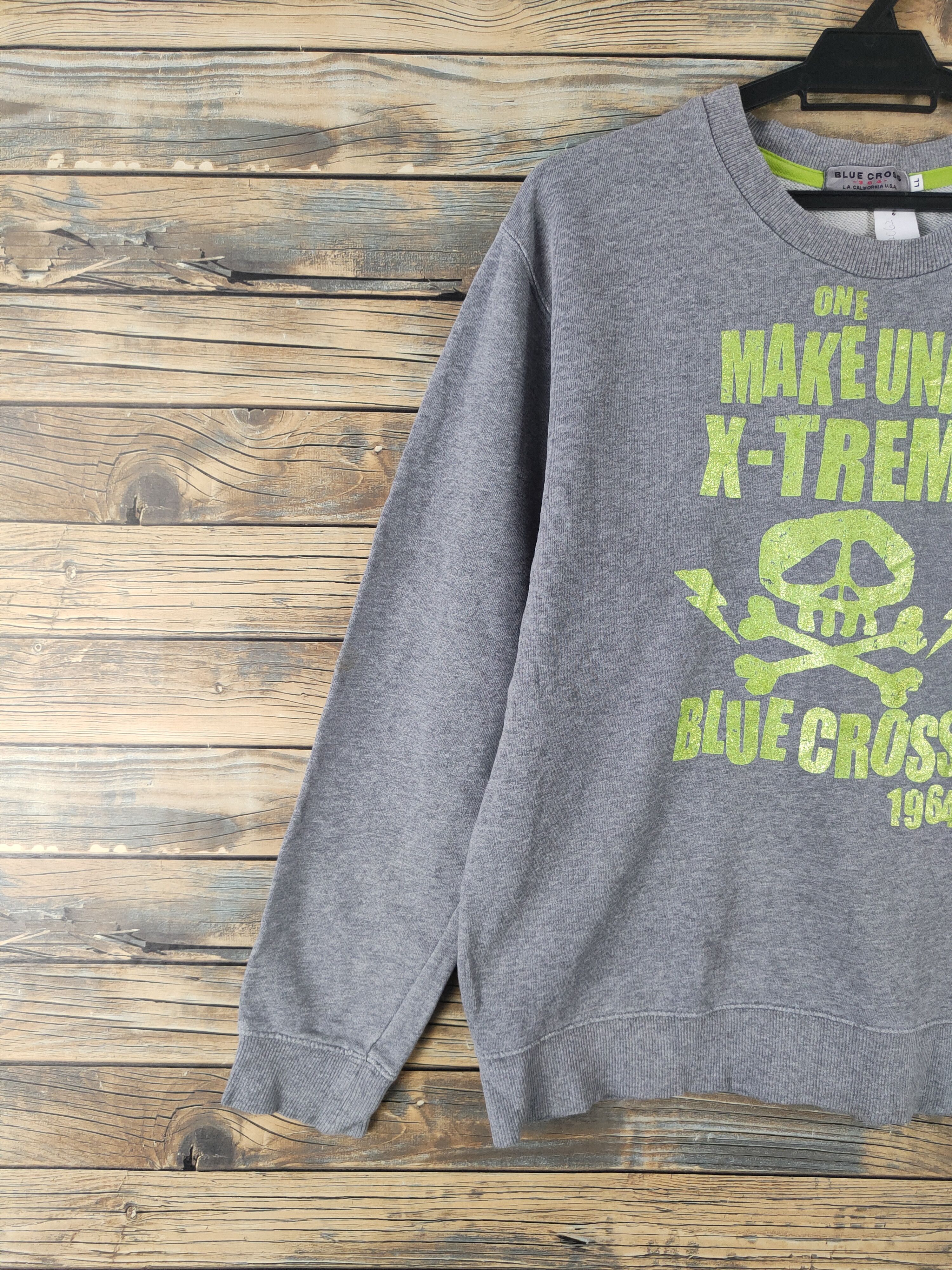 Japanese Brand DL Blue Cross Gray Sweatshirts #2062 Size US M / EU 48-50 / 2 - 3 Thumbnail