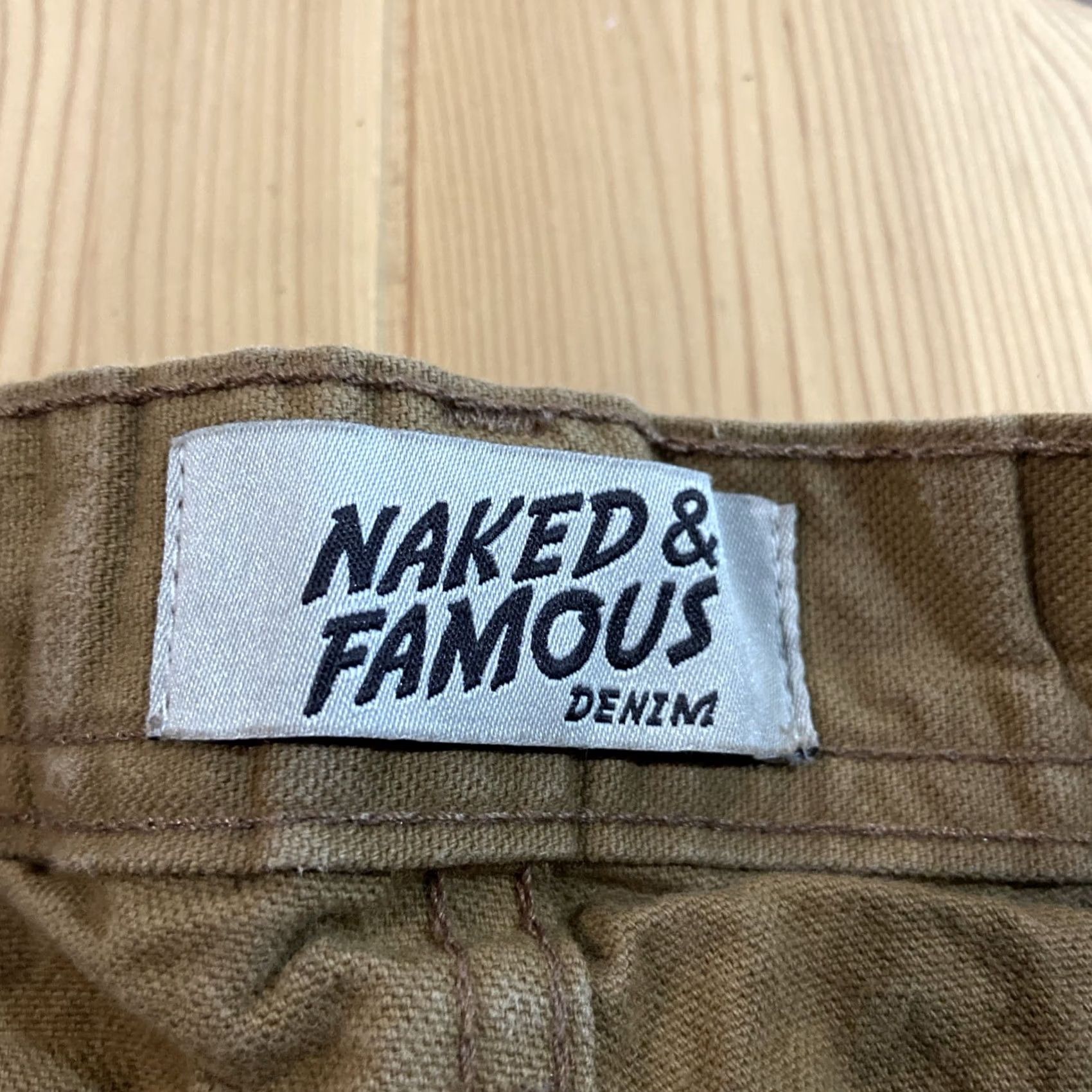 Vintage Naked & Famous Denim Jeans 30x28 Tan Selvedge Button Fly Straight 5-Pocket Denim Dark Cotton Blend Regular Mens Brown City Preppy 2000s? Size US 30 / EU 46 - 2 Thumbnail