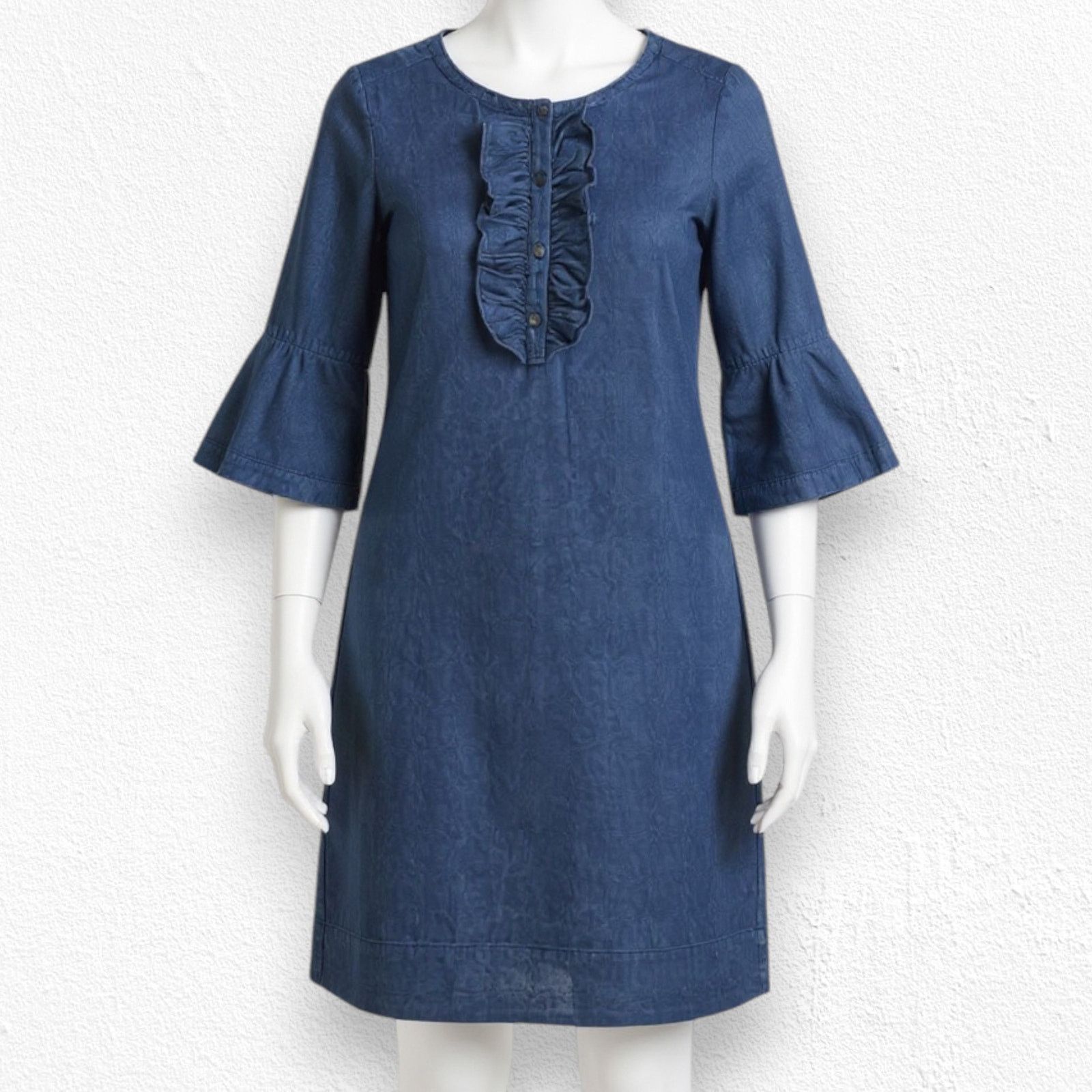 Other Draper James Denim Ruffle Front Bell Sleeve Dress Size 2 Size XS / US 0-2 / IT 36-38 - 9 Thumbnail
