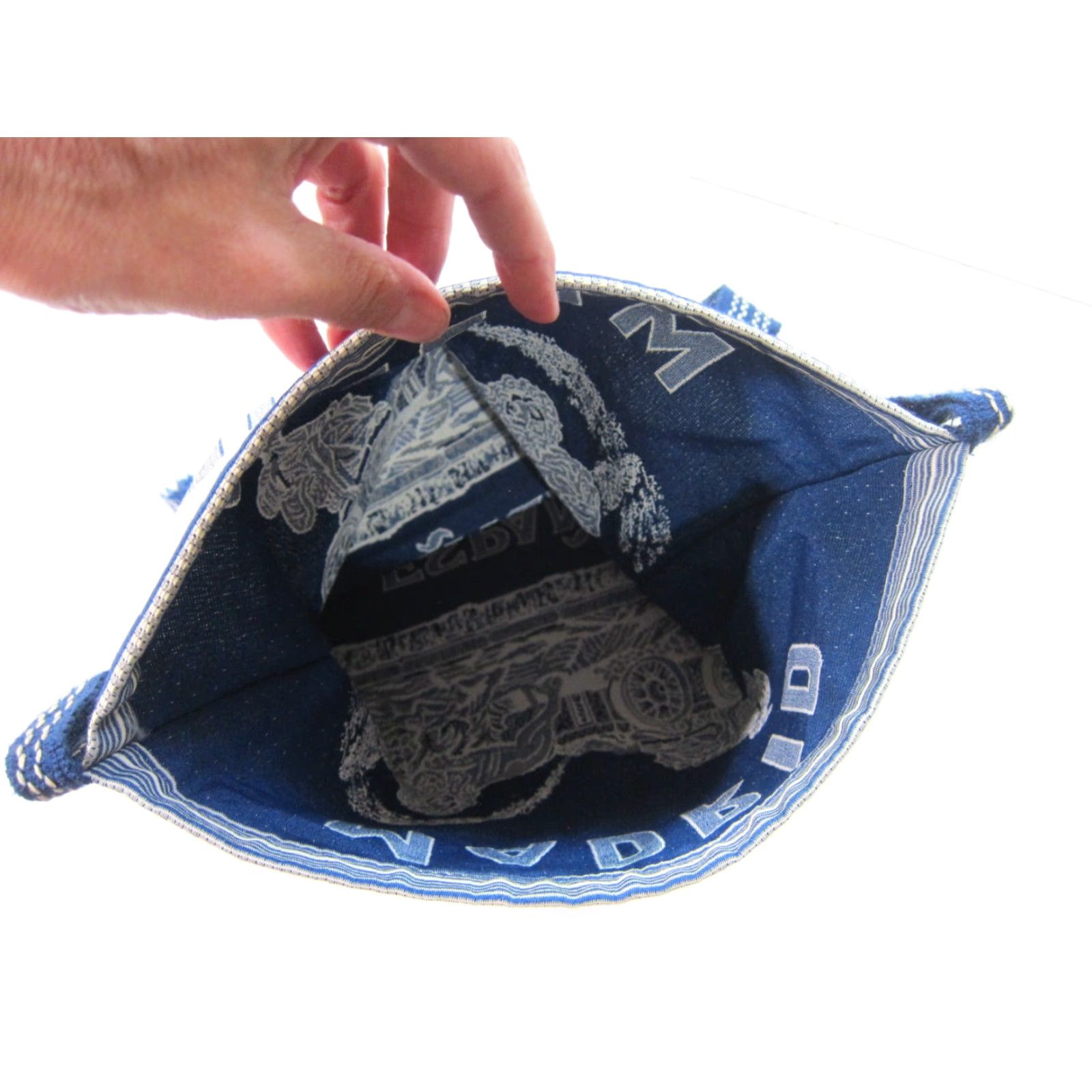 Vintage Vintage Handmade Blue Madrid Espana Cloth Satchel Tote Shoulder Bag Purse Size ONE SIZE - 5 Thumbnail