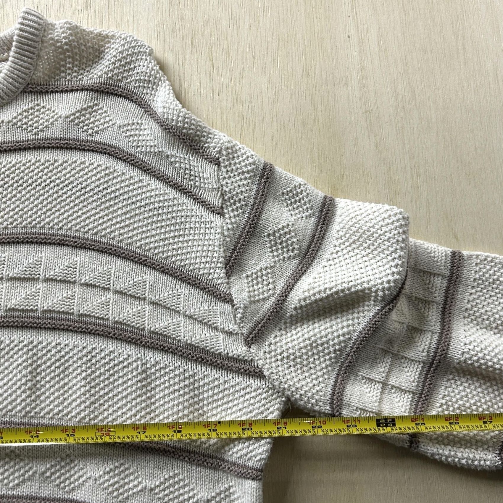 Vintage VINTAGE Don Douglass Sweater Womens Large White Striped Crew Neck Chunky-Knit Size L / US 10 / IT 46 - 5 Thumbnail