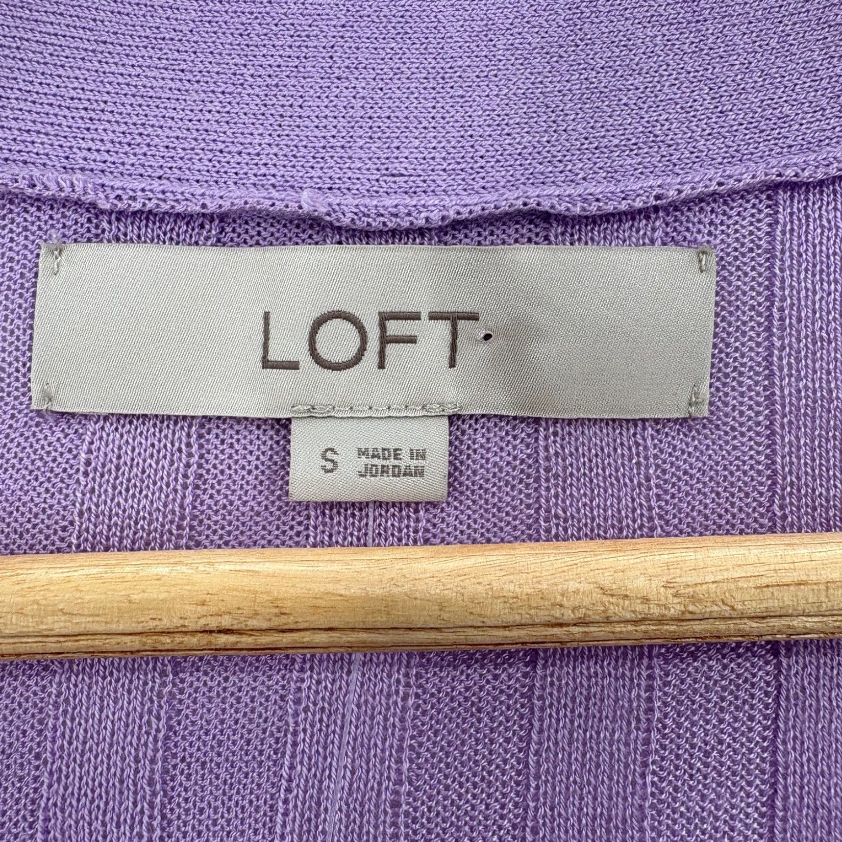 Loft LOFT Cardigan Sweater Womens Small Purple Ribbed Button Front V Neck Preppy NWT Size S / US 4 / IT 40 - 4 Thumbnail