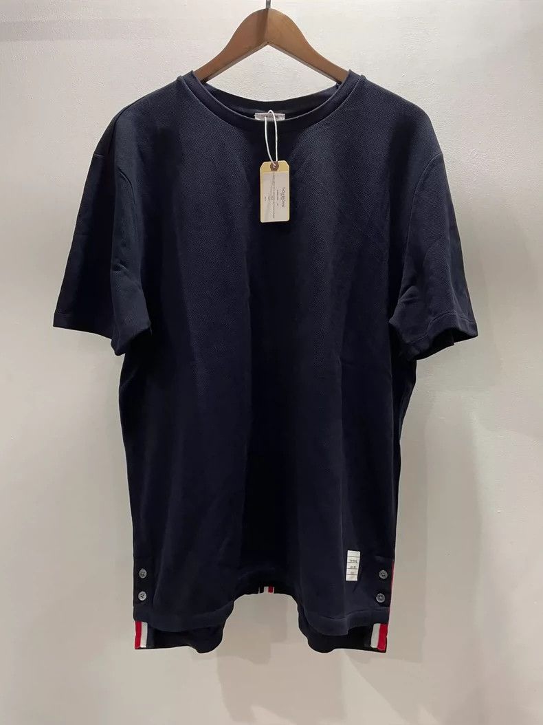 Thom Browne Thom Browne Navy Striped Cotton T-Shirt-dmc Size US M / EU 48-50 / 2 - 1 Thumbnail