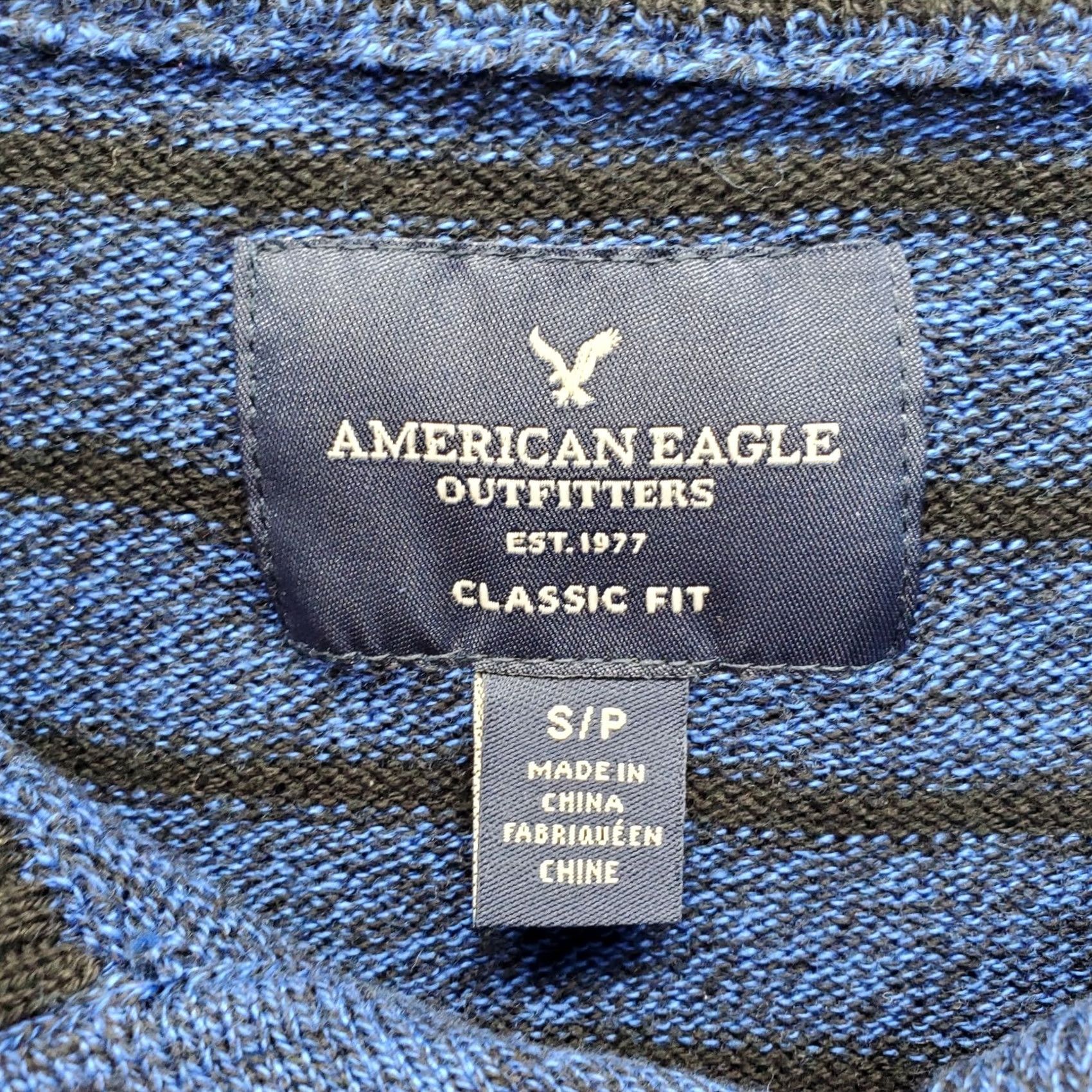 American Eagle Outfitters American Eagle Outfitters Men’s S Blue Striped Mock Neck Pullover Sweater Size US S / EU 44-46 / 1 - 6 Thumbnail