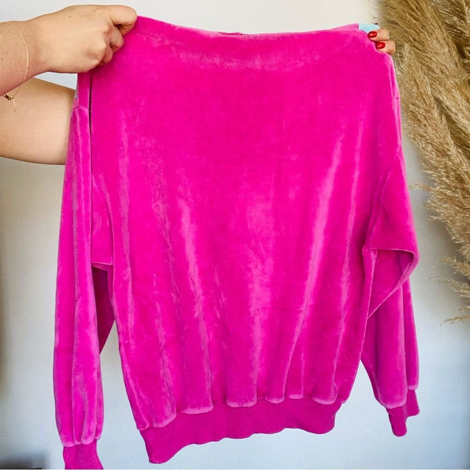 Vintage VINTAGE Fuchsia Stripe Velvet Turtleneck Pullover Sweater Size S / US 4 / IT 40 - 8 Thumbnail