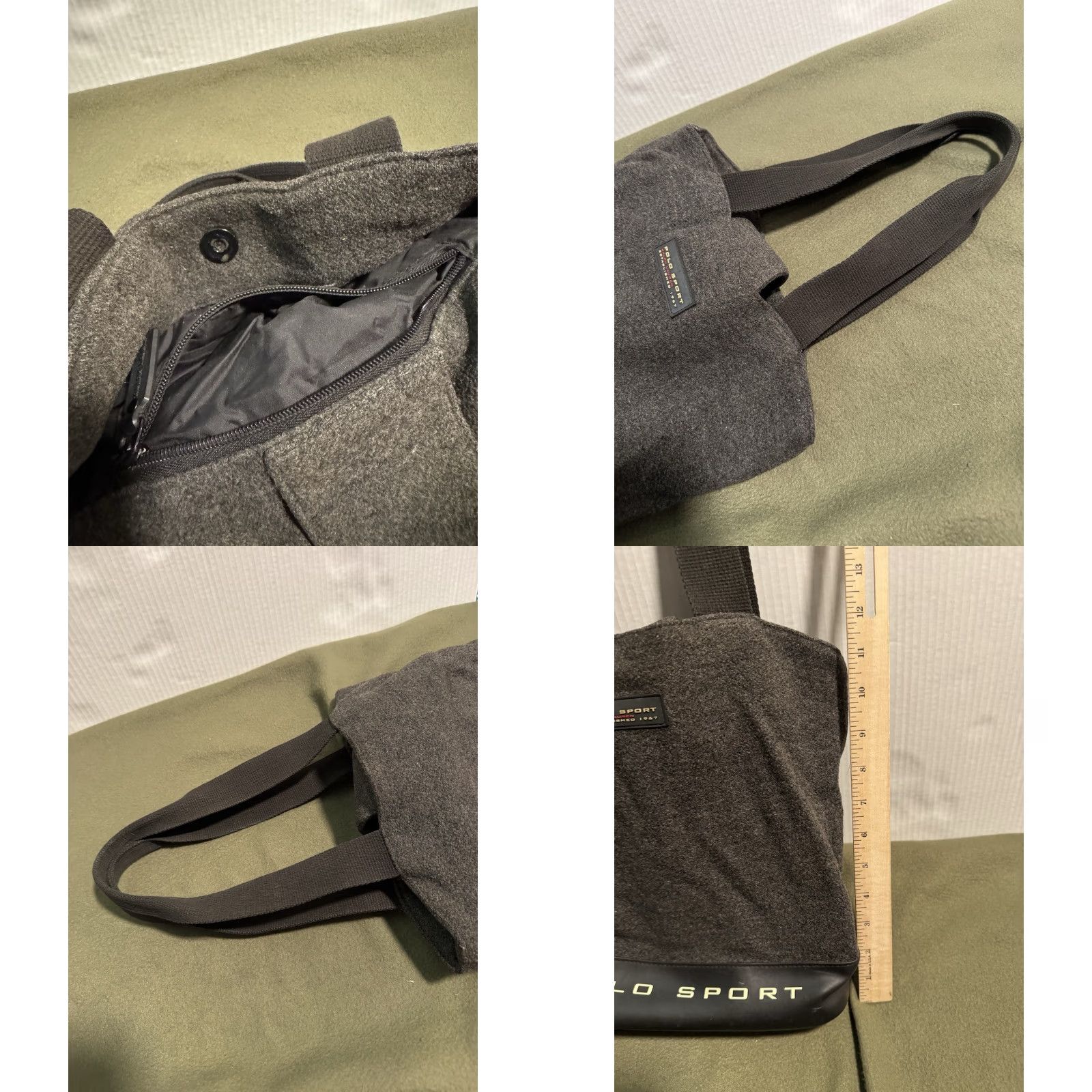 Vintage VINTAGE Polo Sport Ralph Lauren Wool Blend Tote Bag Grey 90s Y2K Streetwear Womens Medium Black Gray Logo Wool Exterior Knit Travel Casual Tote Size ONE SIZE - 9 Thumbnail