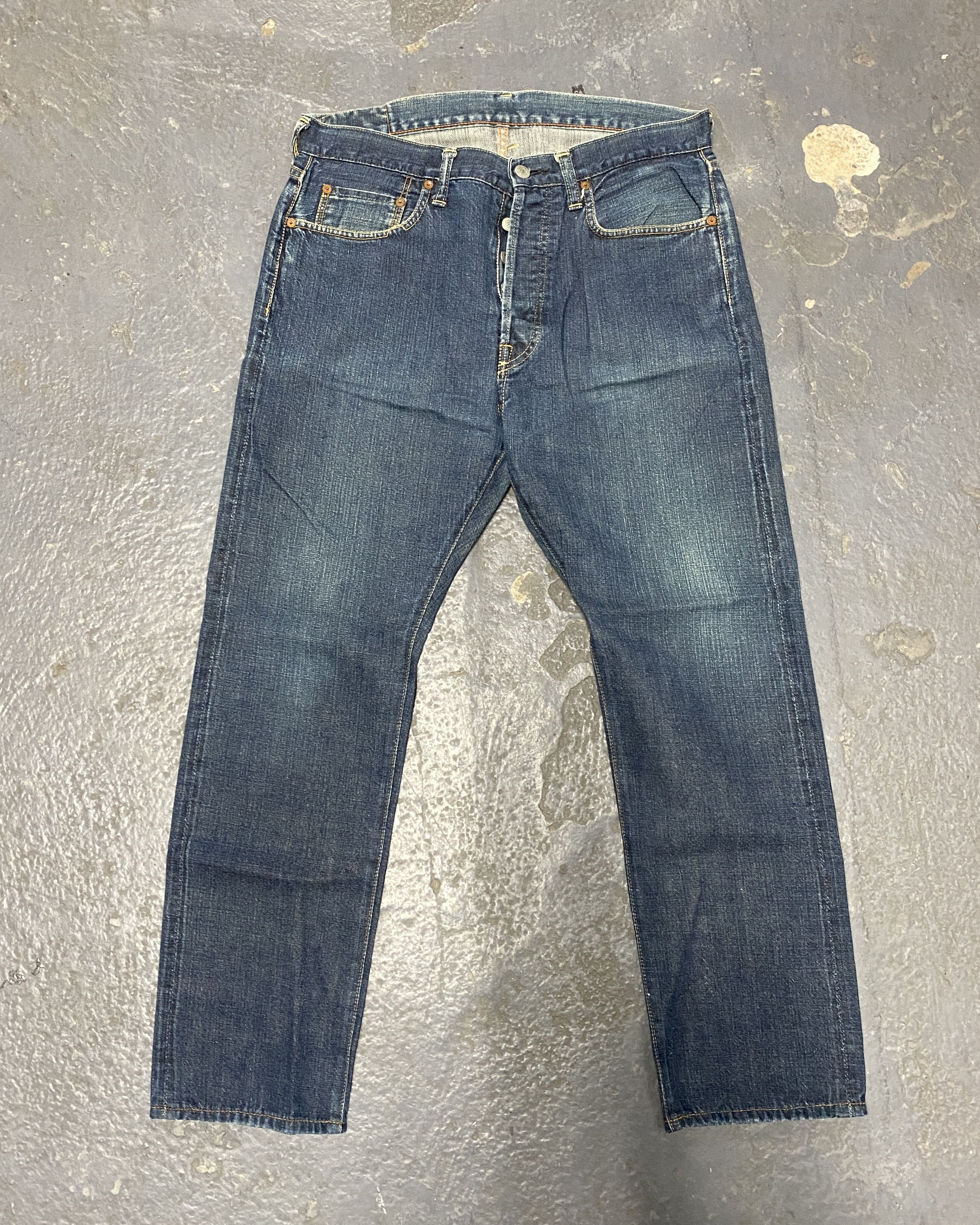 image of 45Rpm Washed Blue Selvedge Denim Cotton Jeans, Men's (Size 33)