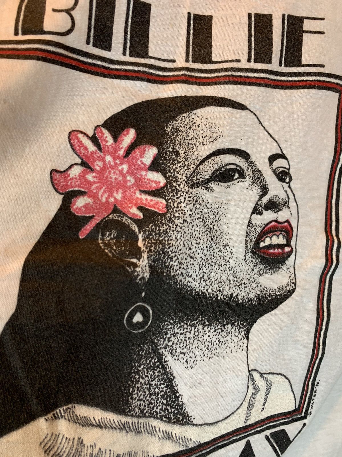 Band Tees × Vintage *RARE* Vintage 1980 Billie Holiday Art Single Stitch T-Shirt Size US L / EU 52-54 / 3 - 4 Thumbnail