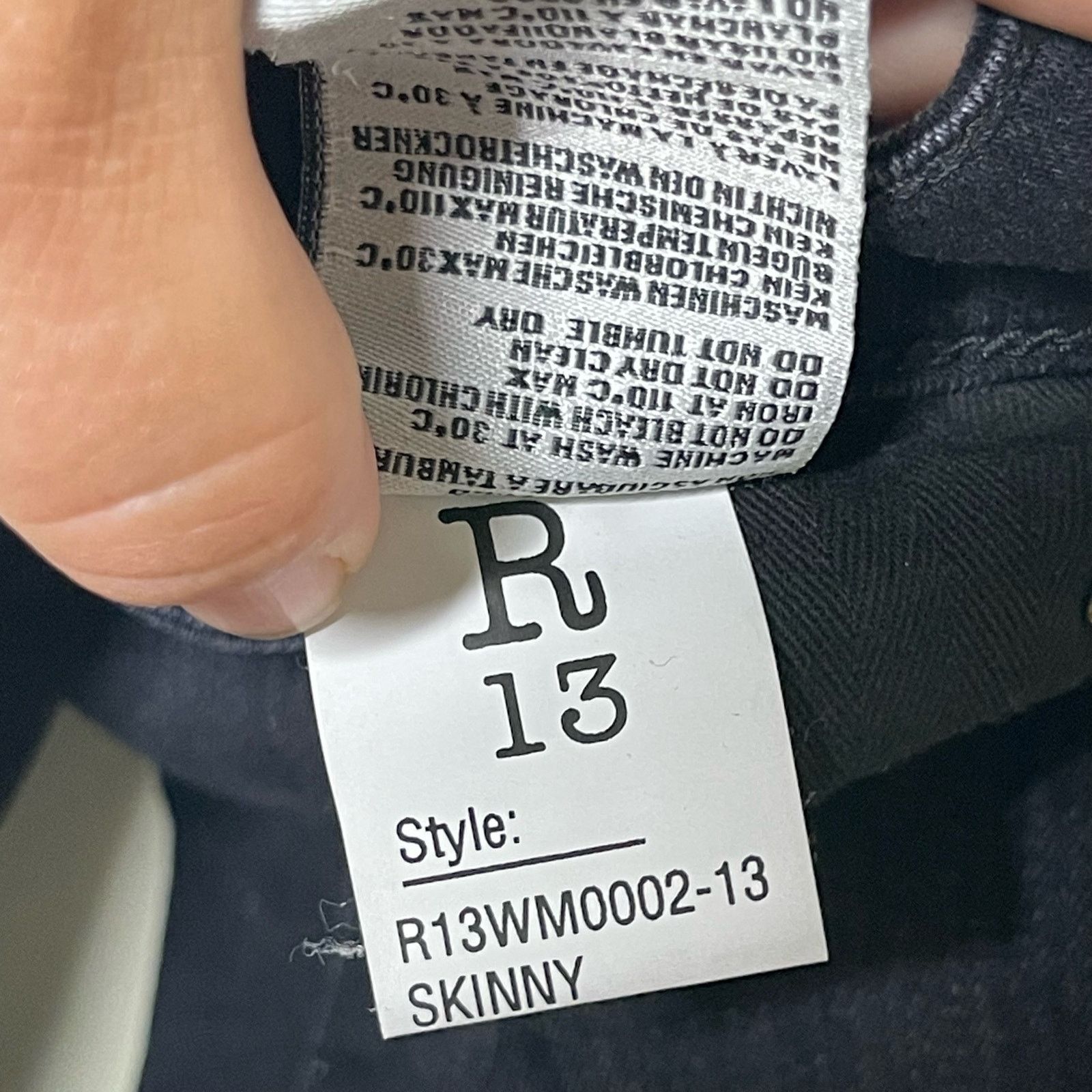 R13 R13 Mid Rise Button Fly Skinny Jeans Black Womens 30 Size 30" / US 8 / IT 44 - 12 Thumbnail