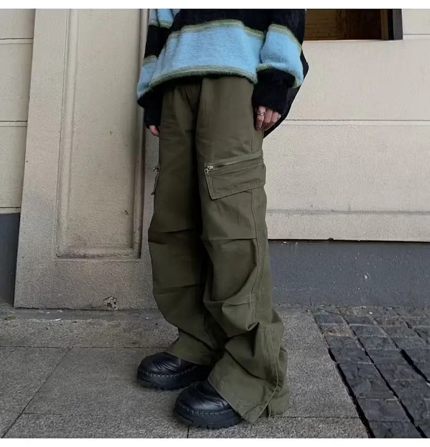 Designer × Japanese Brand Green fade flared baggy pleated cargo pants Size US 34 / EU 50 - 4 Thumbnail