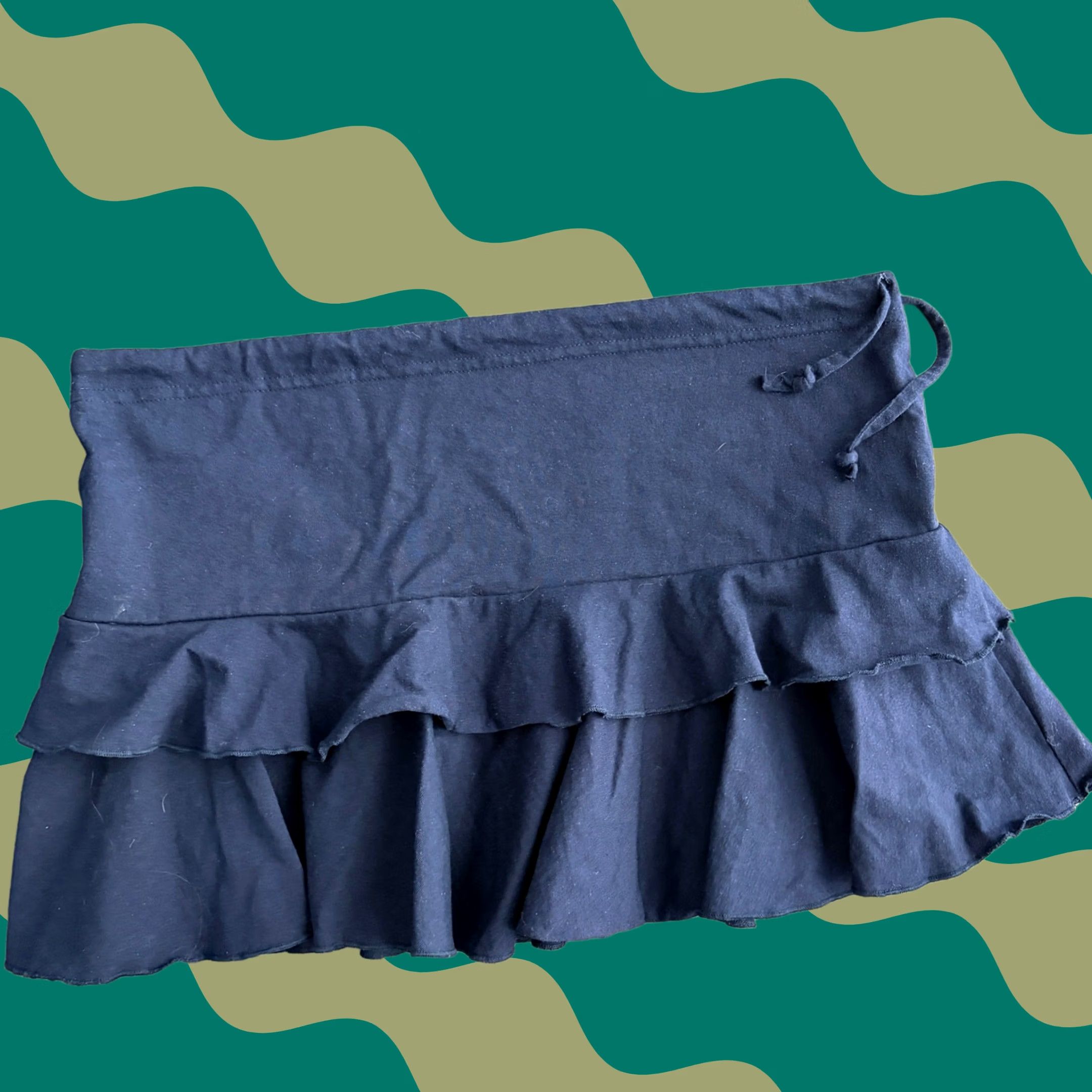Vintage VINTAGE Y2K Puerto Penasco Mcbling Rhinestone Mini Ruffle Drawstring Skirt M Women Blue Short Mini Skirt Mens Womens Girls Size 32" / US 10 / IT 46 - 1 Thumbnail