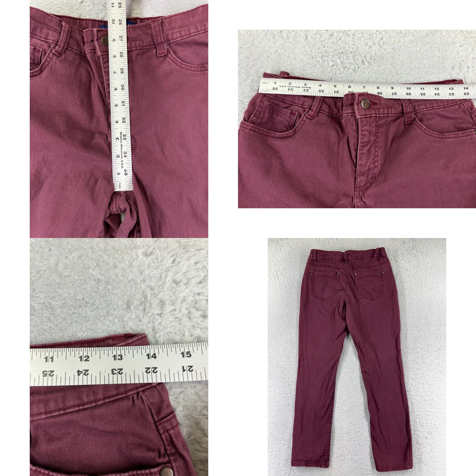 Vintage Bandolino Jeans Womens 6 Red Cotton Blend Regular Straight 26x28 5-Pocket Design Mid Rise Denim Vintage No Size 28" / US 6 / IT 42 - 9 Thumbnail