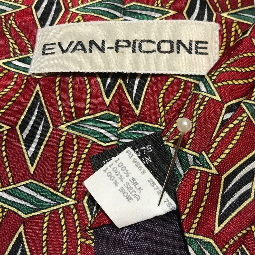 Other Evan-Picone Red Geometric Abstract Silk Classic Wide Necktie Size ONE SIZE - 6 Thumbnail