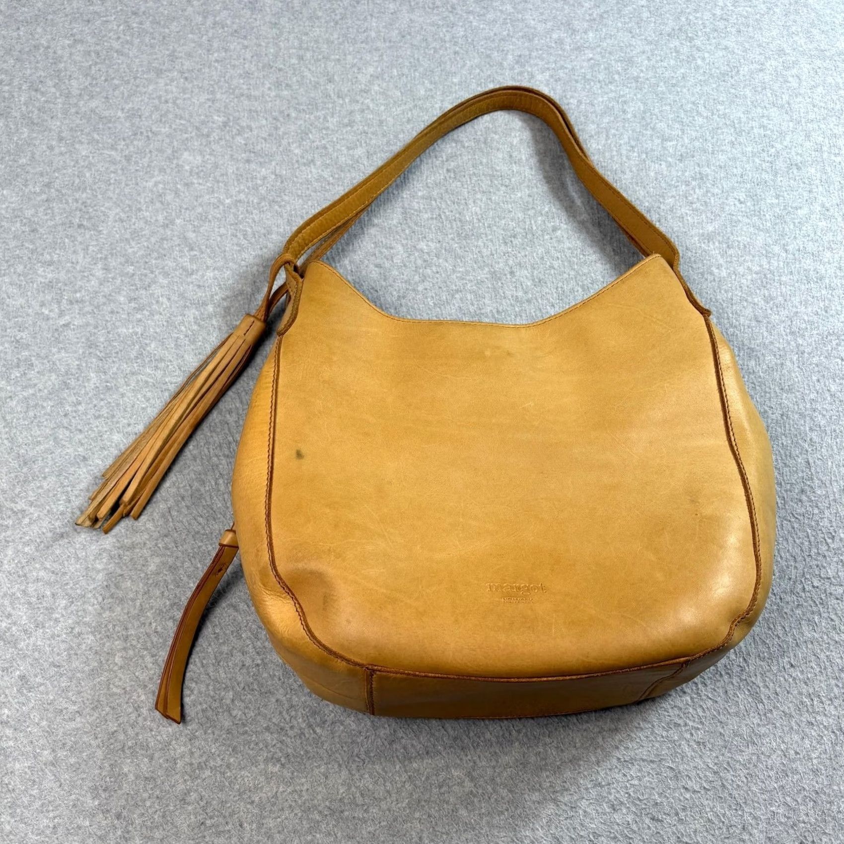 Vintage Margot Leather Hobo Purse Women Tan Large Slouch Tassel Boho Heritage Bag Size ONE SIZE - 2 Thumbnail