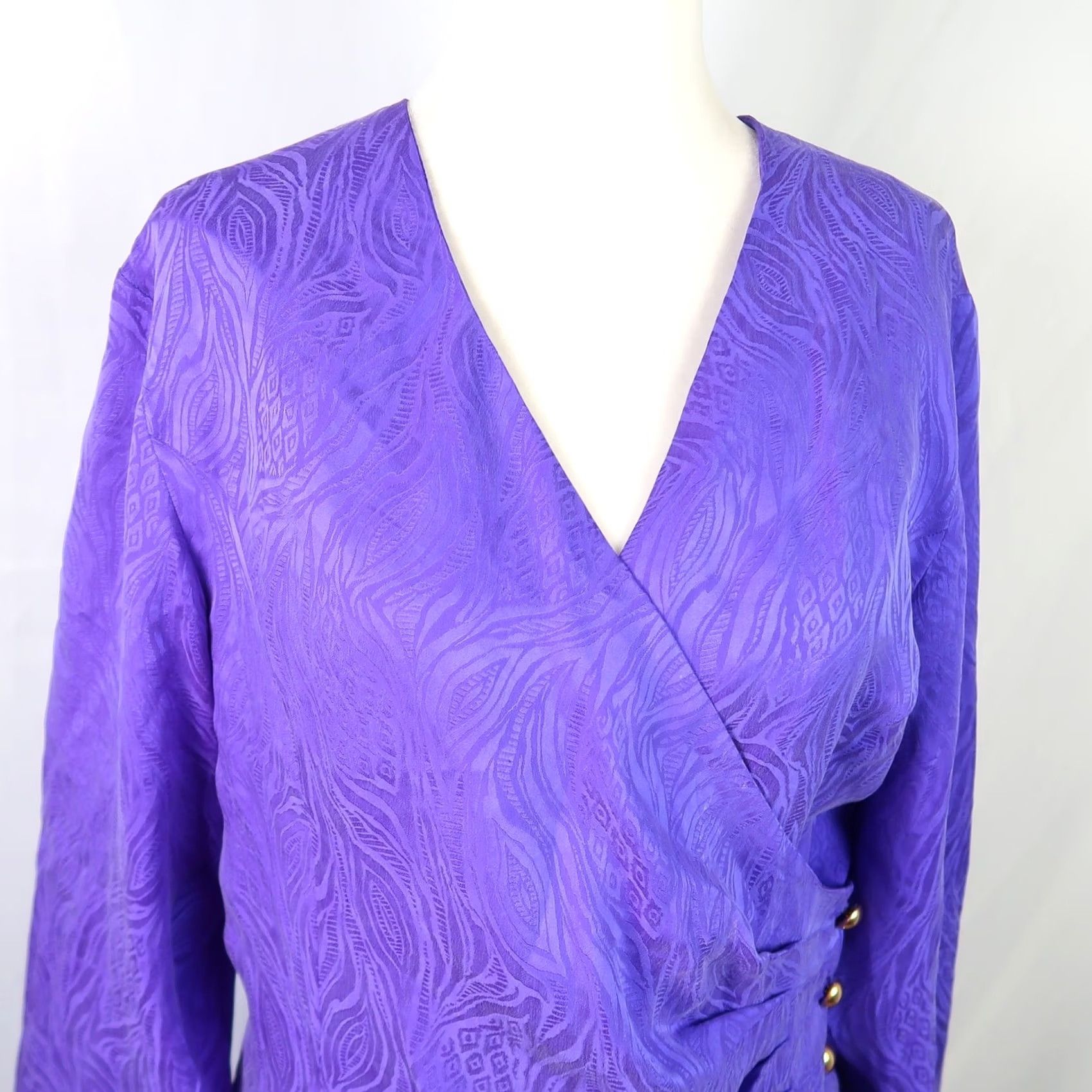 Vintage VINTAGE Argenti royal purple silk top and skirt suit set 12 90s Cocktail Dress / Ensemble (Silk) Ladies Womens Size XL / US 12-14 / IT 48-50 - 2 Thumbnail