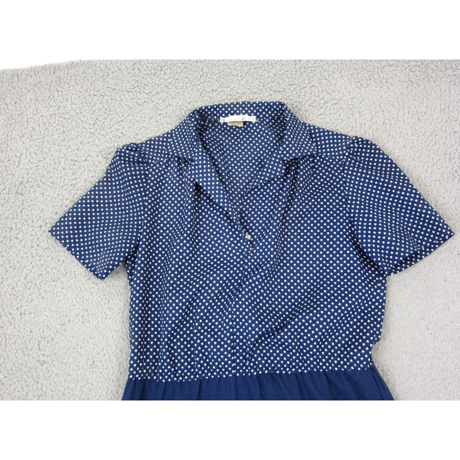 Vintage Vintage Leslie Fay Dress Medium Blue Hearts A-Line Midi Shirt Made in USA 80s Size M / US 6-8 / IT 42-44 - 2 Thumbnail
