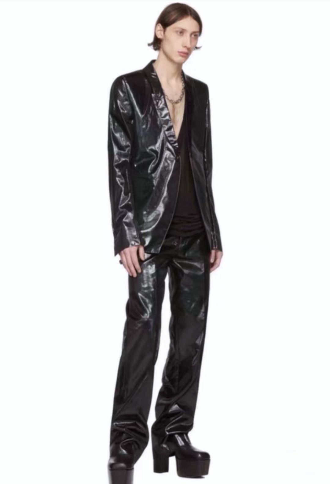 Rick Owens Jacket for female / shoulder pad metal-feel wax suit-2505 Size L / US 10 / IT 46 - 4 Thumbnail