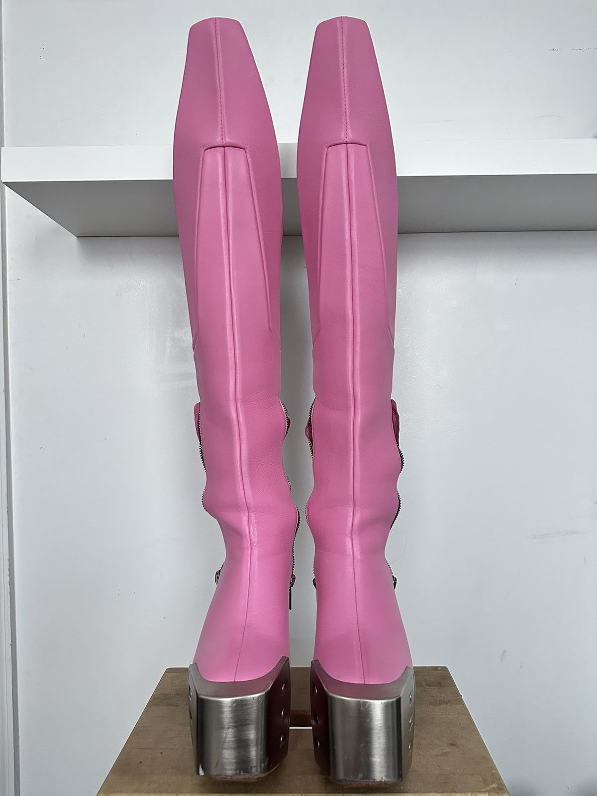 image of Rick Owens Pop Pink Wader Kiss Boots, Men's (Size 7)