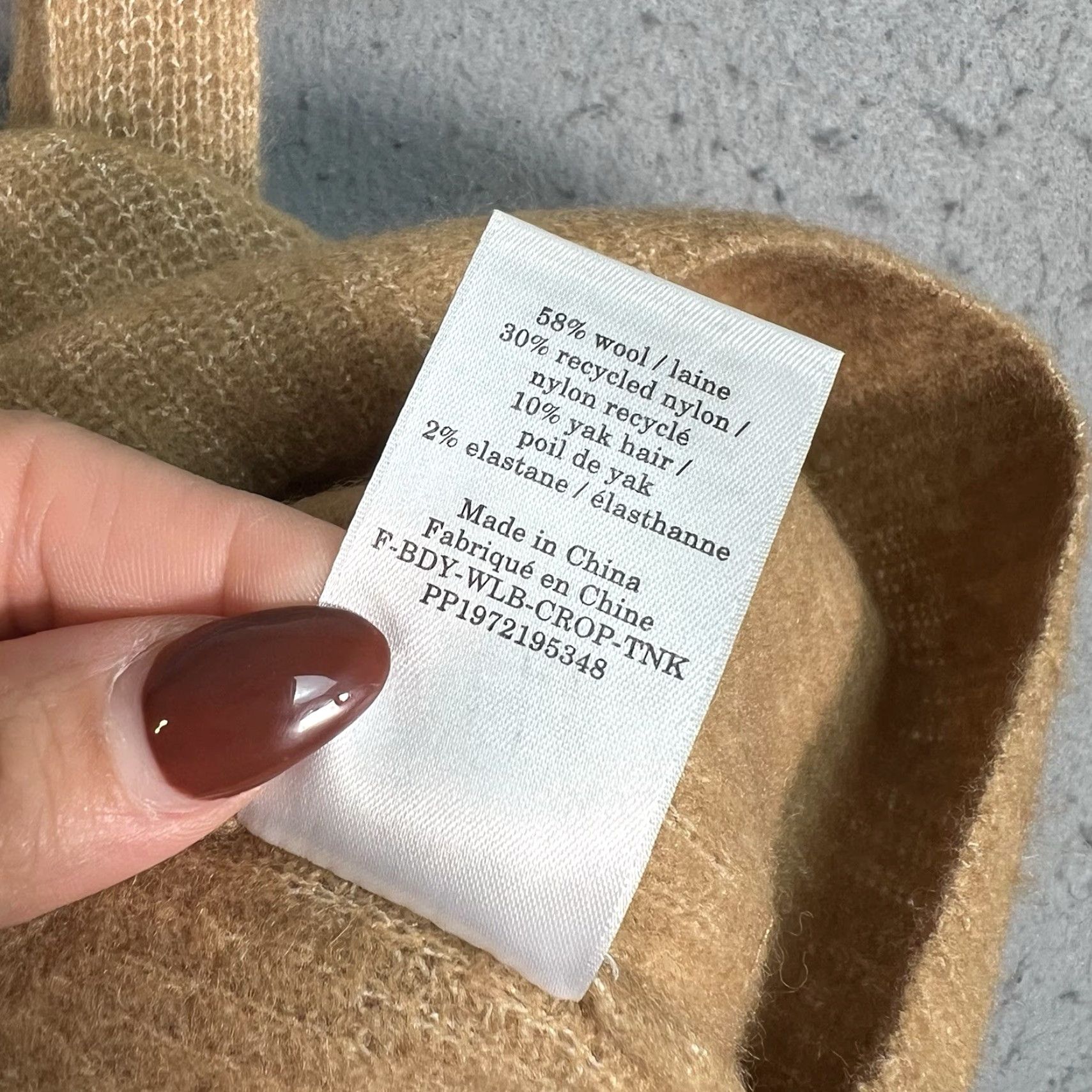 Everlane Everlane Womens Size Large Camel Wool Blend Cropped Tank Top NEW Size L / US 10 / IT 46 - 4 Thumbnail