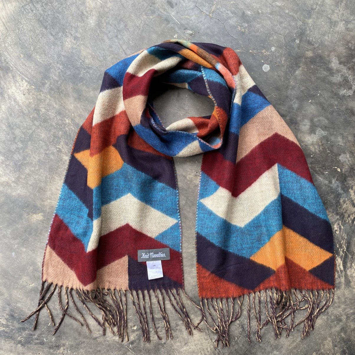 Designer Knit noueltier Colorful Chevron Wool Scarf Size ONE SIZE - 11 Thumbnail