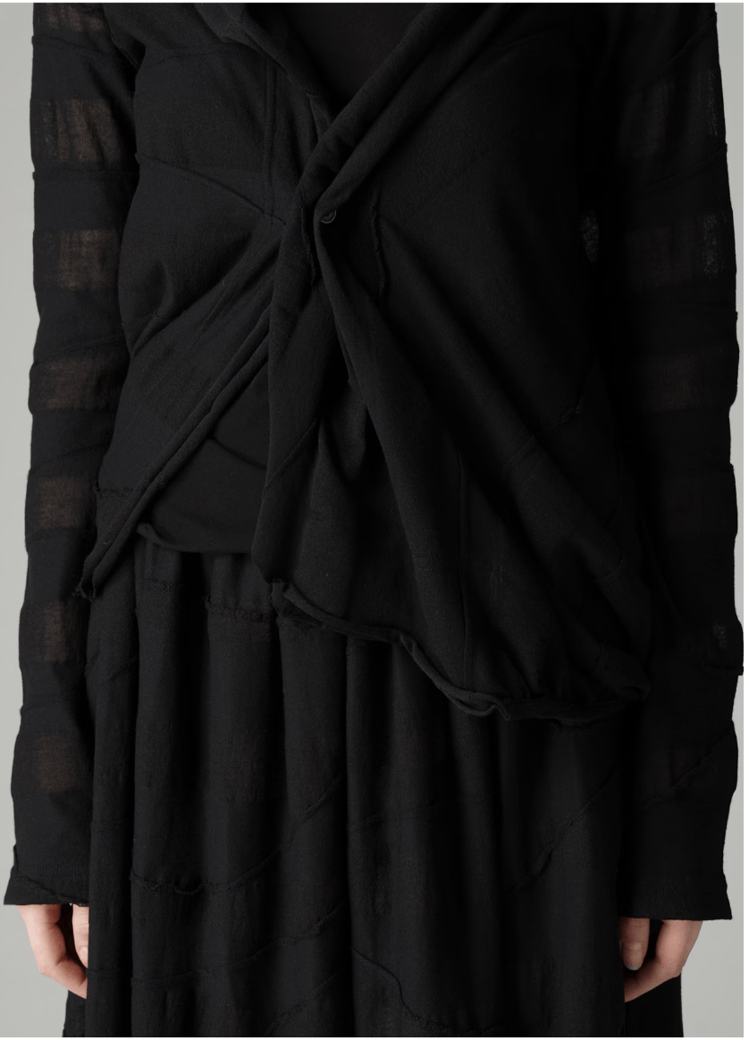 Yohji Yamamoto TUCK JACQUARD GATHER DETAIL CARDIGAN Size S / US 4 / IT 40 - 4 Thumbnail